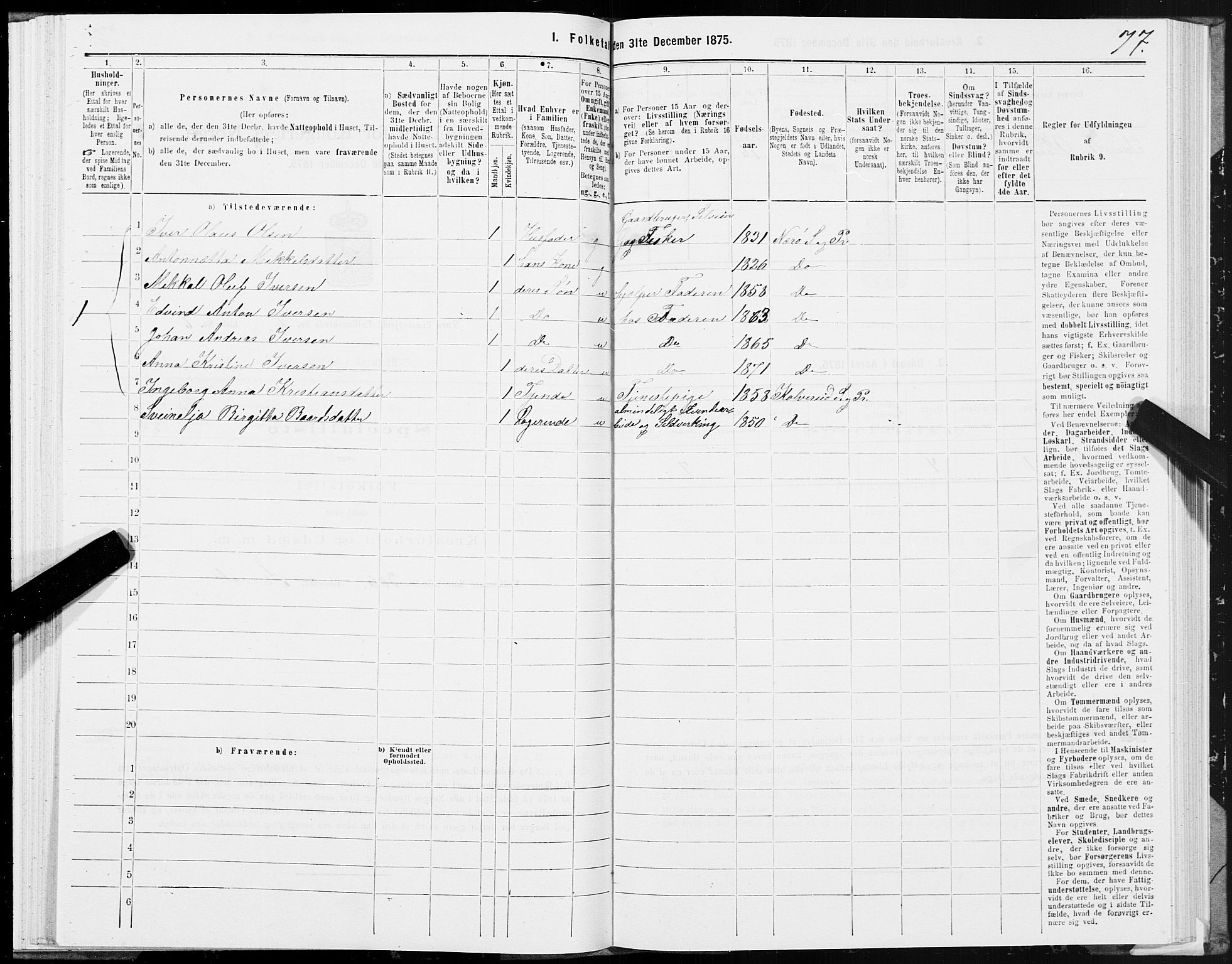 SAT, 1875 census for 1751P Nærøy, 1875, p. 1077