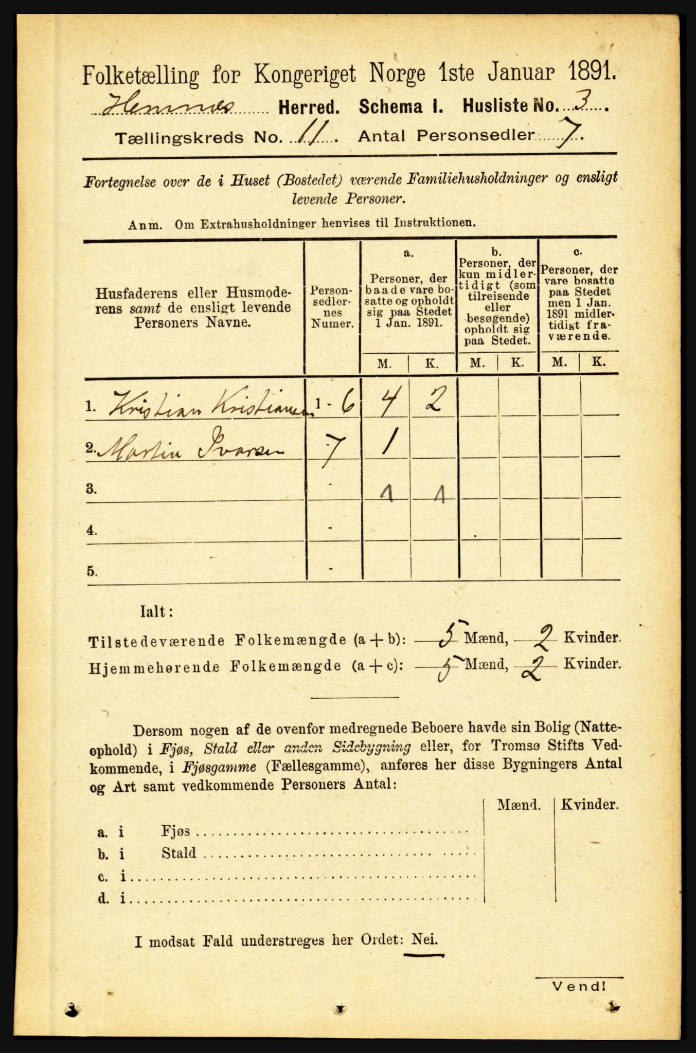 RA, 1891 census for 1832 Hemnes, 1891, p. 5246