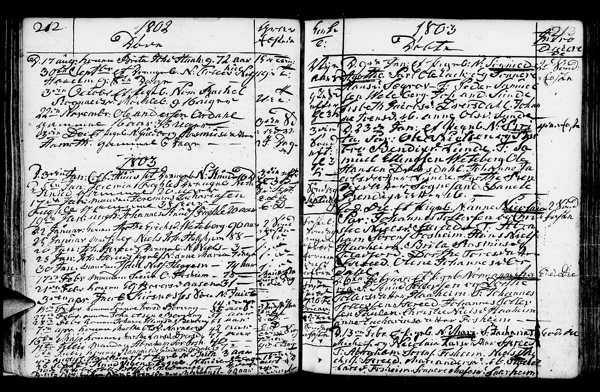 Jølster sokneprestembete, SAB/A-80701/H/Haa/Haaa/L0006: Parish register (official) no. A 6, 1790-1821, p. 212-213