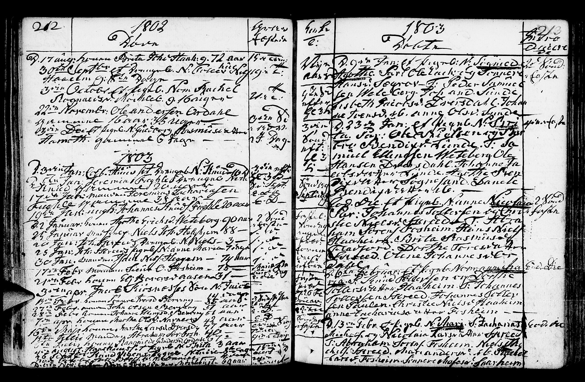 Jølster sokneprestembete, AV/SAB-A-80701/H/Haa/Haaa/L0006: Parish register (official) no. A 6, 1790-1821, p. 212-213