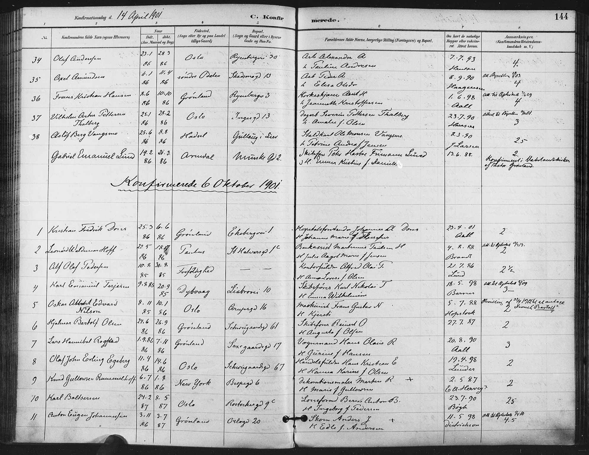 Gamlebyen prestekontor Kirkebøker, AV/SAO-A-10884/F/Fa/L0008: Parish register (official) no. 8, 1891-1908, p. 144