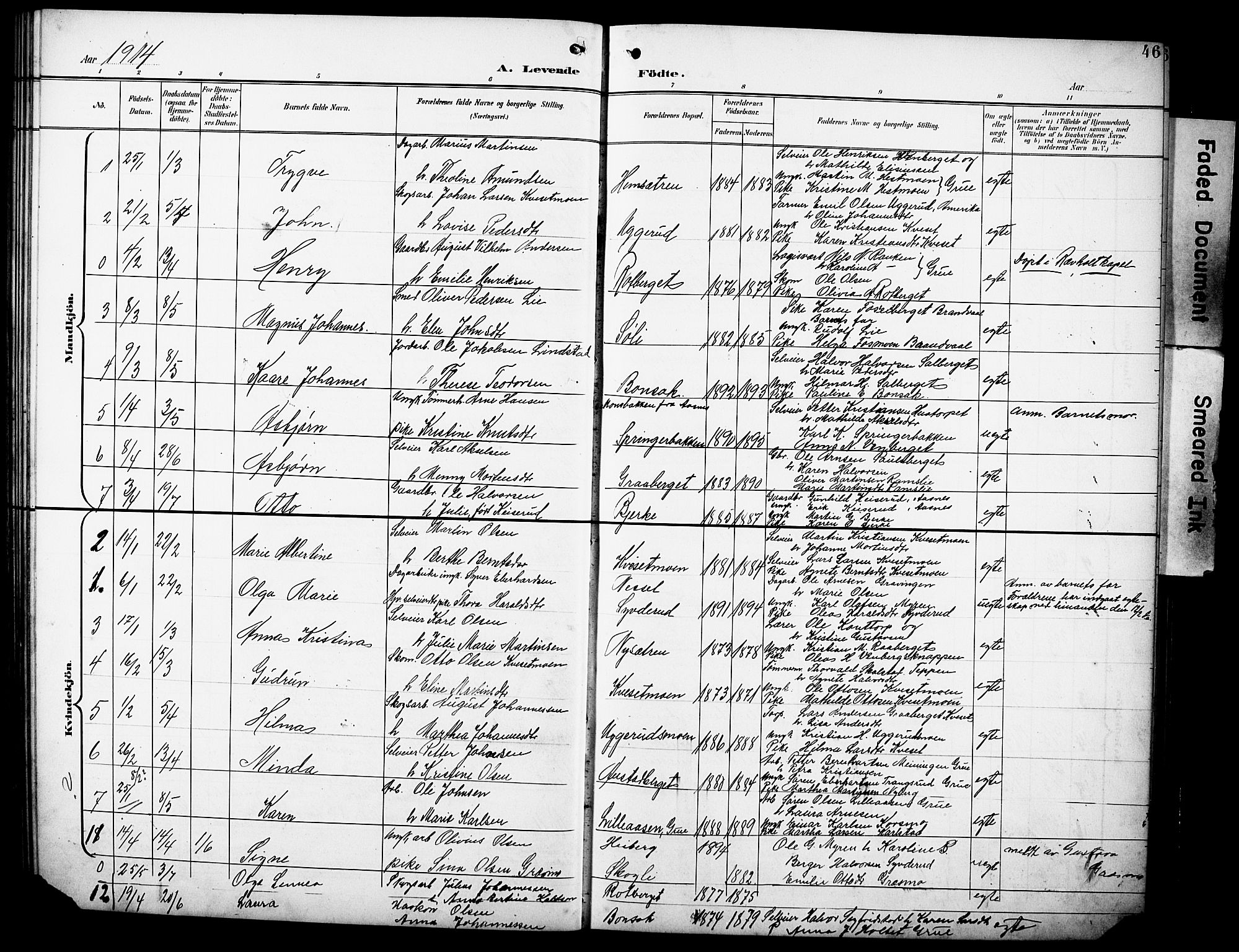 Hof prestekontor, SAH/PREST-038/H/Ha/Hab/L0005: Parish register (copy) no. 5, 1899-1916, p. 46