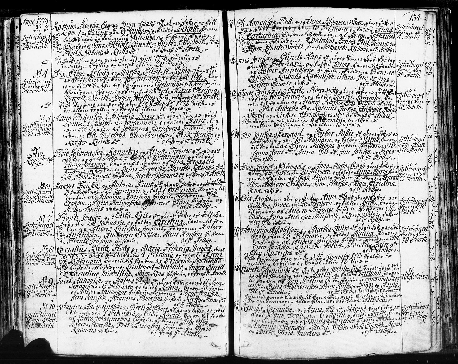 Domkirken sokneprestkontor, SAST/A-101812/001/30/30BB/L0004: Parish register (copy) no. B 4, 1752-1790, p. 134