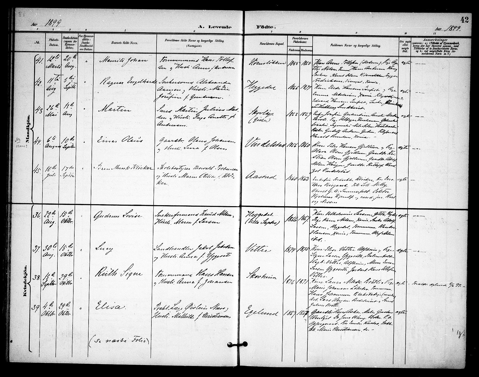 Asker prestekontor Kirkebøker, AV/SAO-A-10256a/F/Fa/L0015: Parish register (official) no. I 15, 1896-1915, p. 42