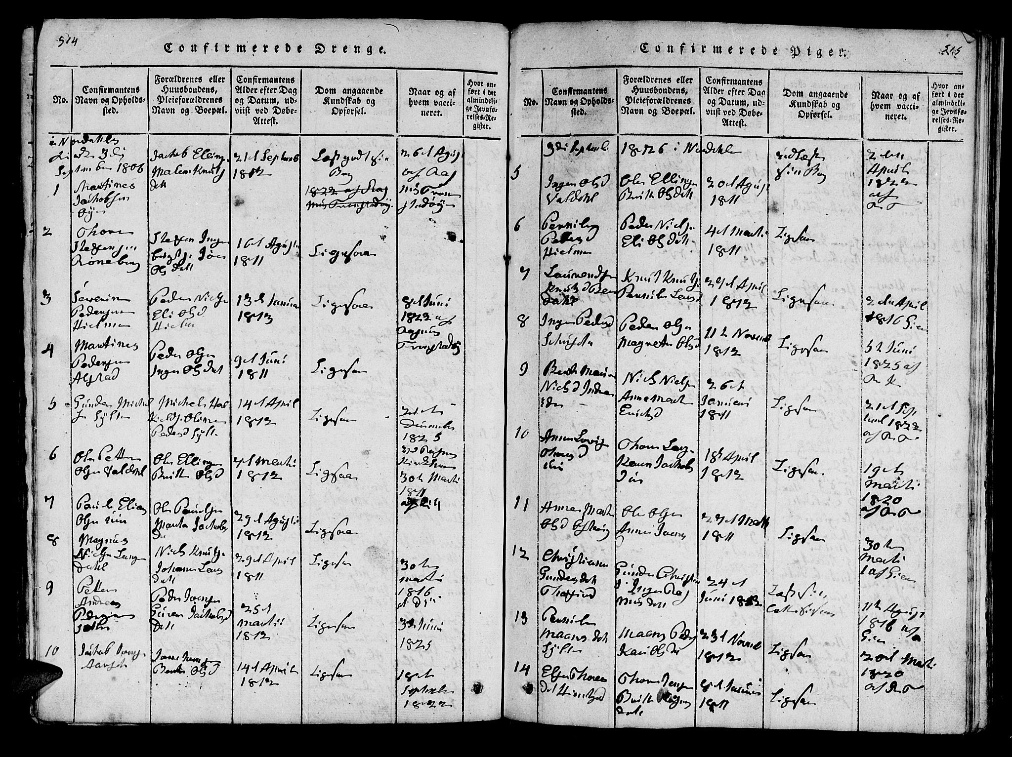 Ministerialprotokoller, klokkerbøker og fødselsregistre - Møre og Romsdal, SAT/A-1454/519/L0246: Parish register (official) no. 519A05, 1817-1834, p. 514-515