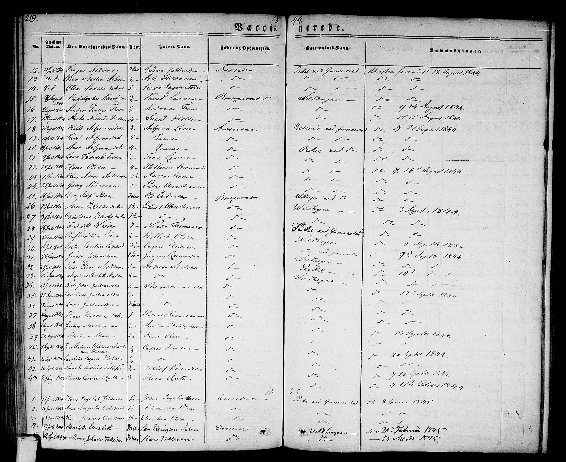 Bragernes kirkebøker, SAKO/A-6/F/Fc/L0001: Parish register (official) no. III 1, 1830-1853, p. 219