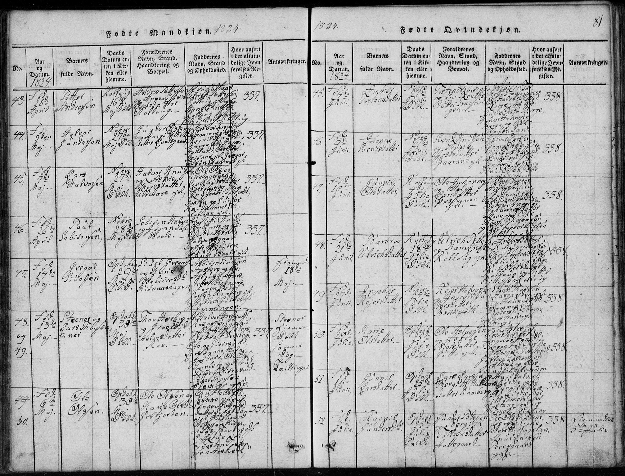 Rollag kirkebøker, AV/SAKO-A-240/G/Ga/L0001: Parish register (copy) no. I 1, 1814-1831, p. 81