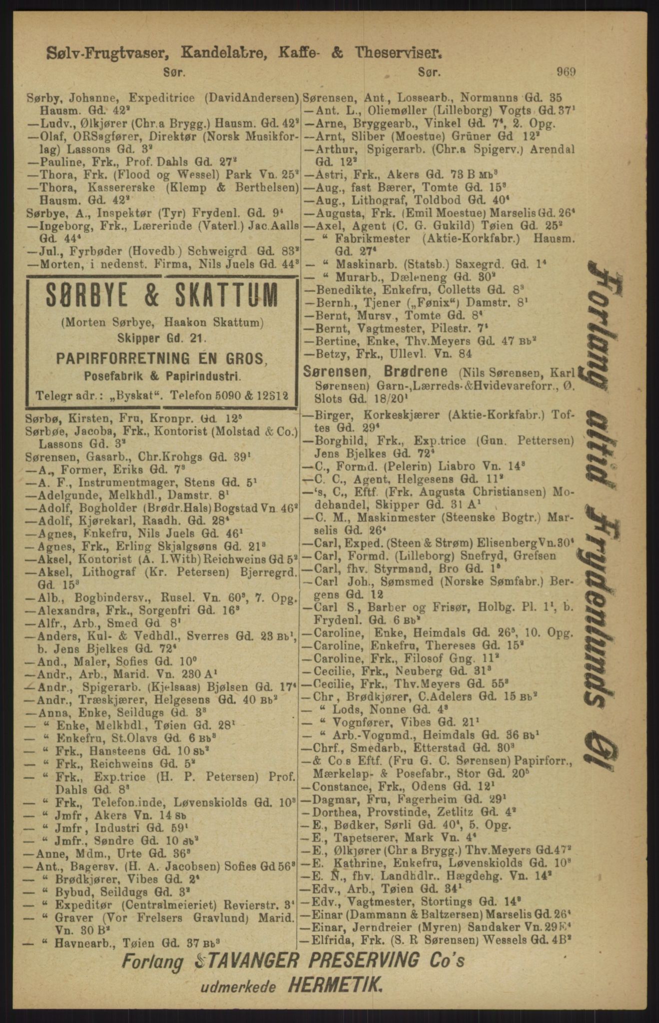 Kristiania/Oslo adressebok, PUBL/-, 1911, p. 969