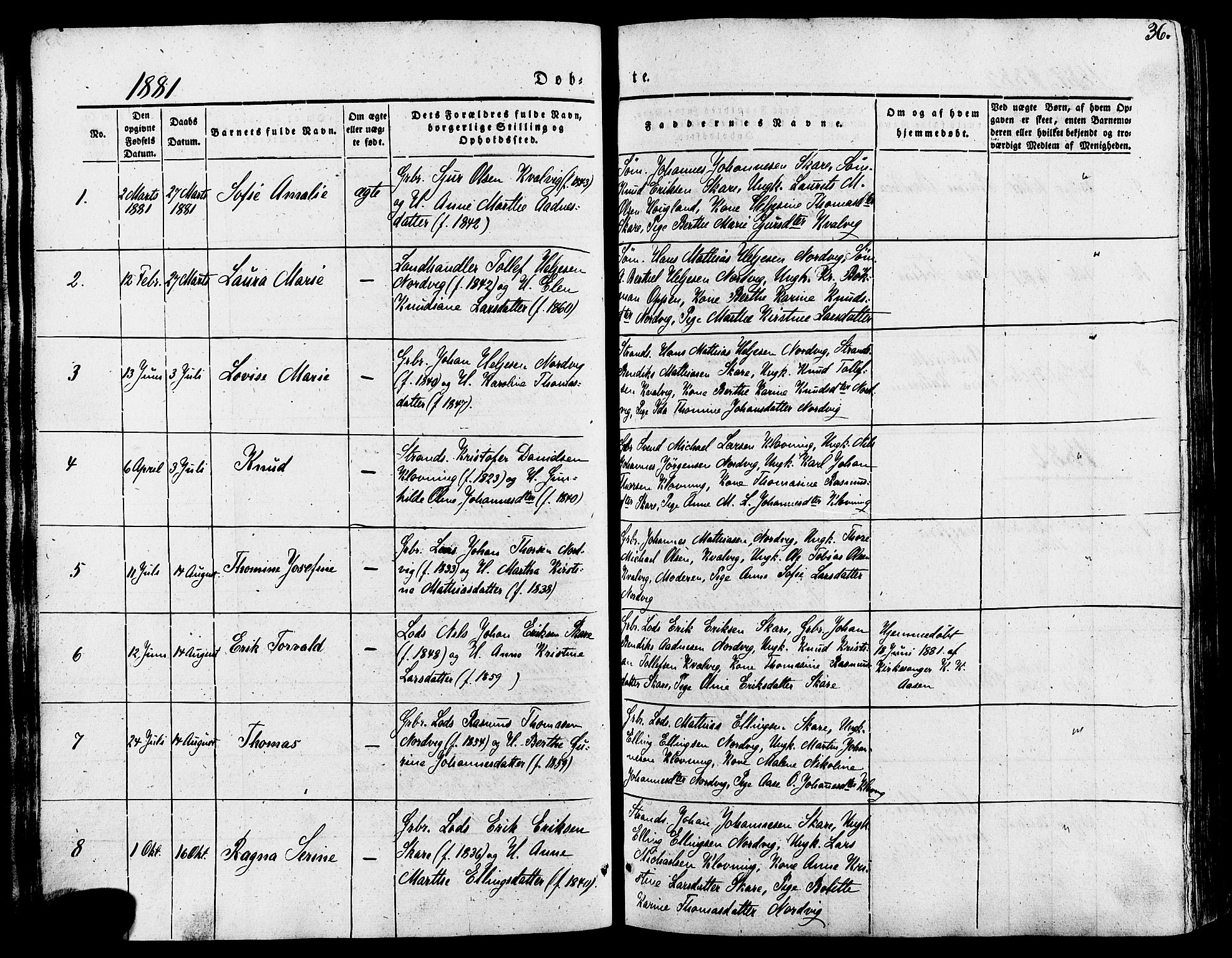 Torvastad sokneprestkontor, AV/SAST-A -101857/H/Ha/Haa/L0007: Parish register (official) no. A 7, 1838-1882, p. 36