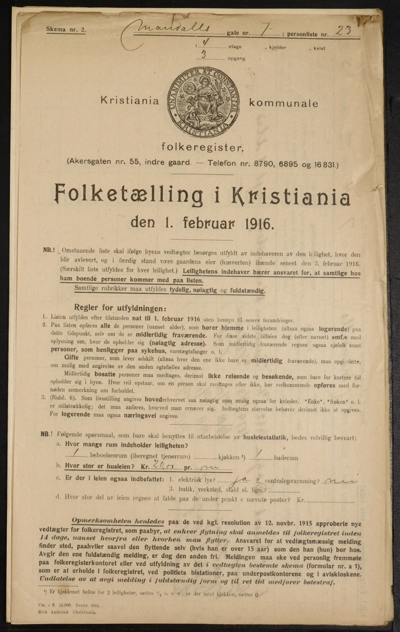 OBA, Municipal Census 1916 for Kristiania, 1916, p. 61751