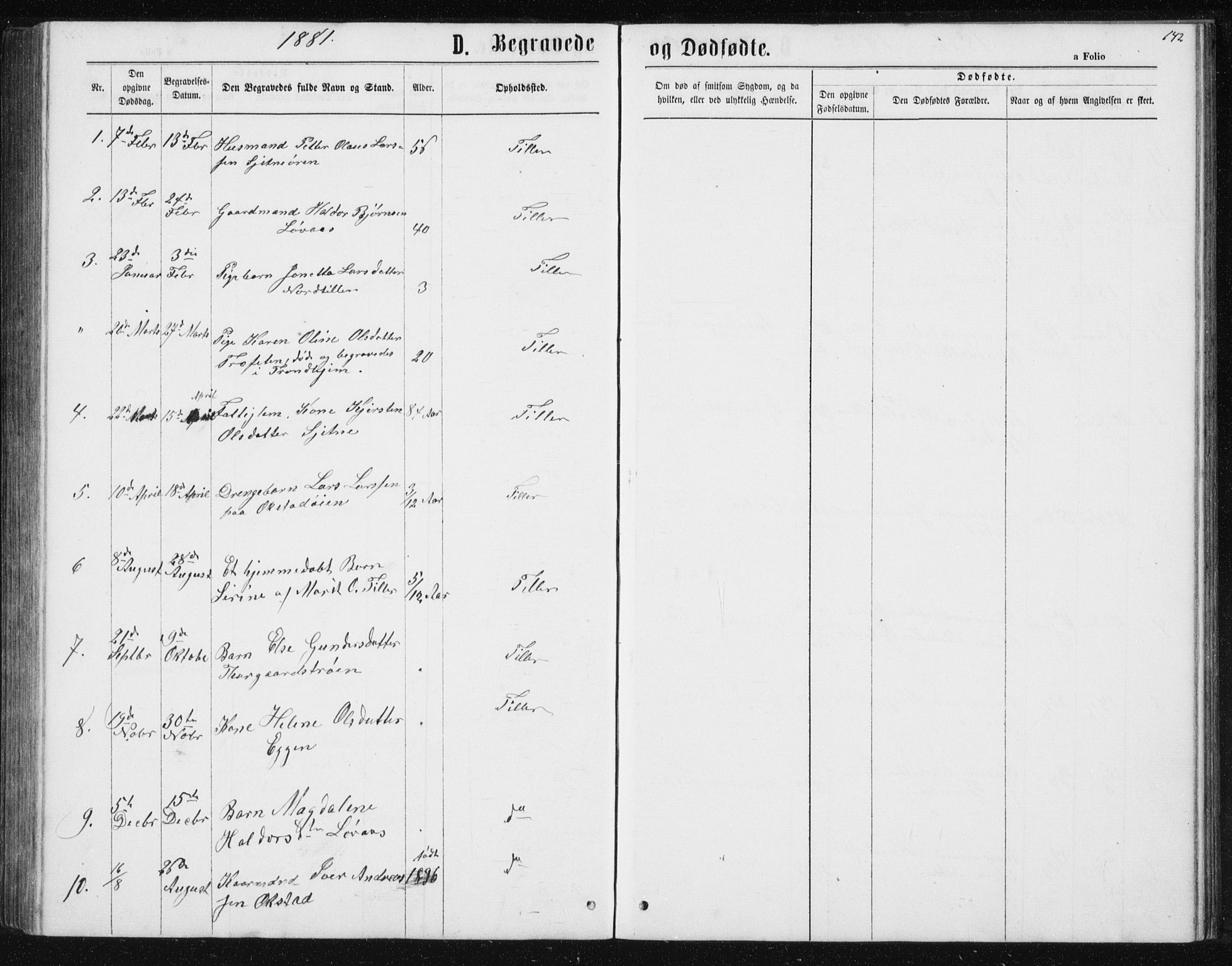 Ministerialprotokoller, klokkerbøker og fødselsregistre - Sør-Trøndelag, SAT/A-1456/621/L0459: Parish register (copy) no. 621C02, 1866-1895, p. 142