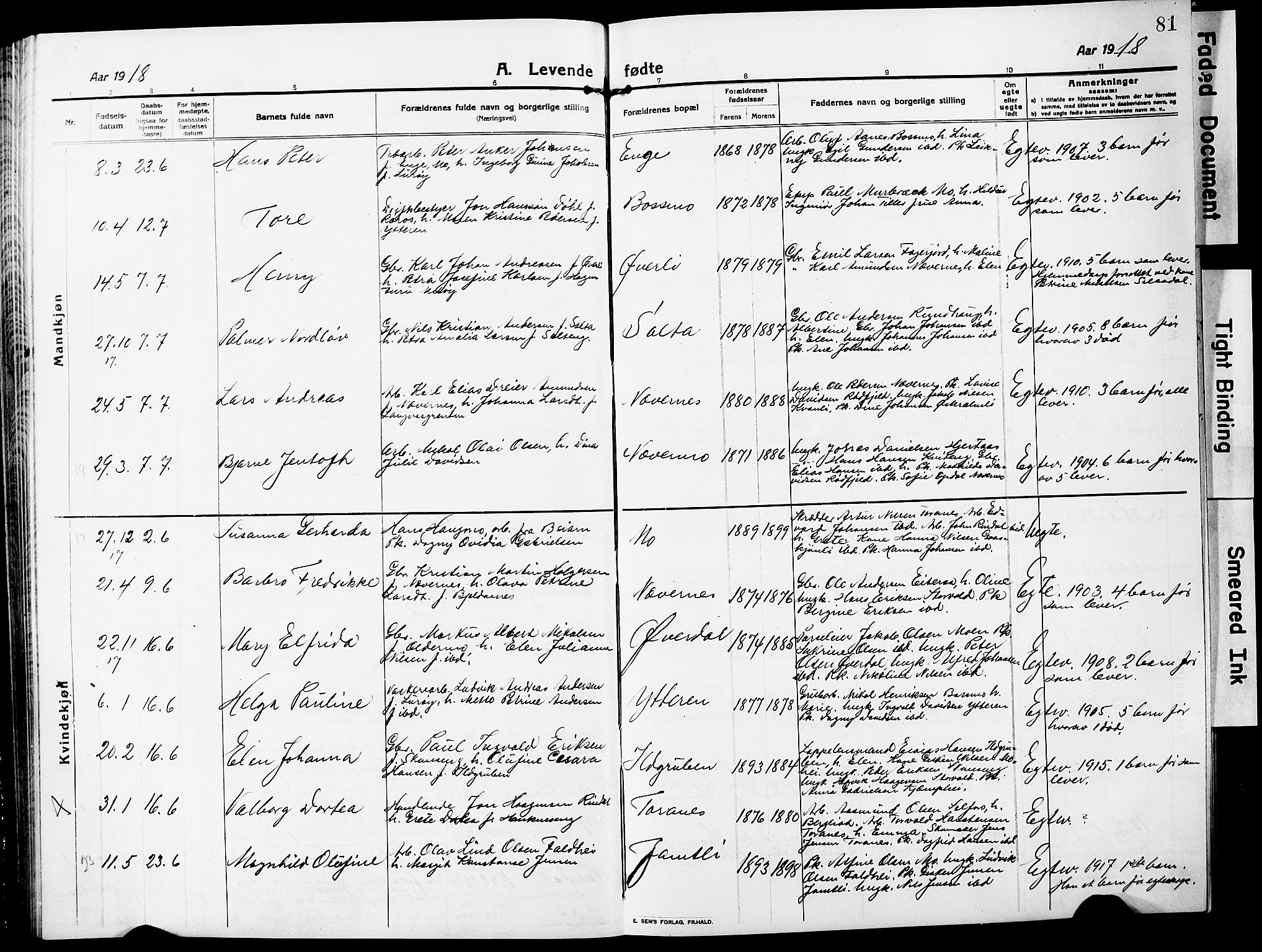 Ministerialprotokoller, klokkerbøker og fødselsregistre - Nordland, AV/SAT-A-1459/827/L0423: Parish register (copy) no. 827C12, 1912-1930, p. 81