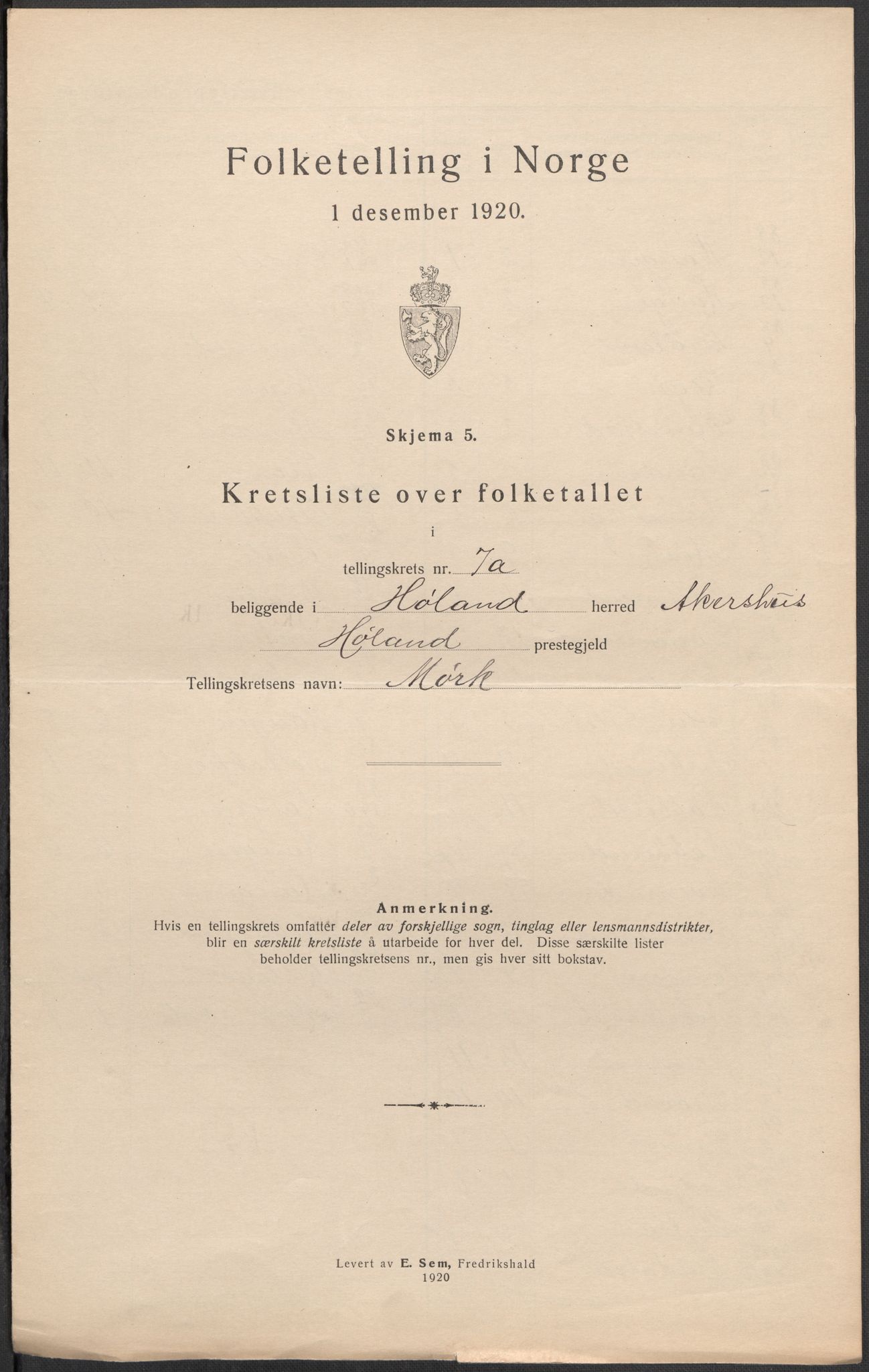 SAO, 1920 census for Høland, 1920, p. 37