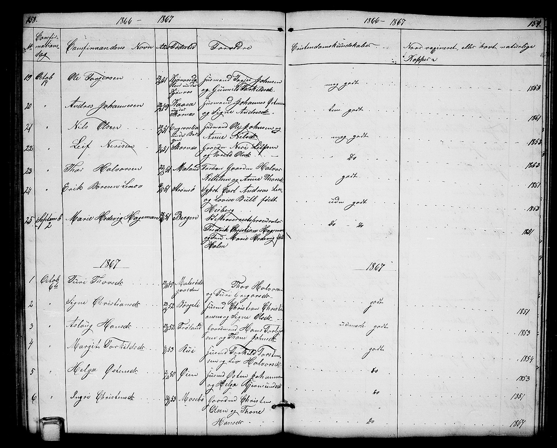 Hjartdal kirkebøker, SAKO/A-270/G/Gb/L0002: Parish register (copy) no. II 2, 1854-1884, p. 158-159