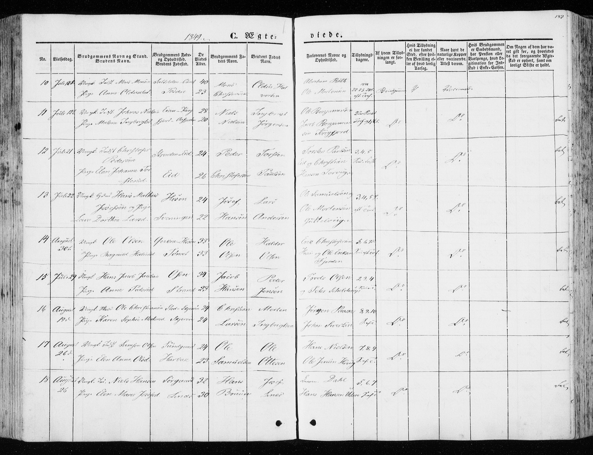 Ministerialprotokoller, klokkerbøker og fødselsregistre - Sør-Trøndelag, SAT/A-1456/657/L0704: Parish register (official) no. 657A05, 1846-1857, p. 183