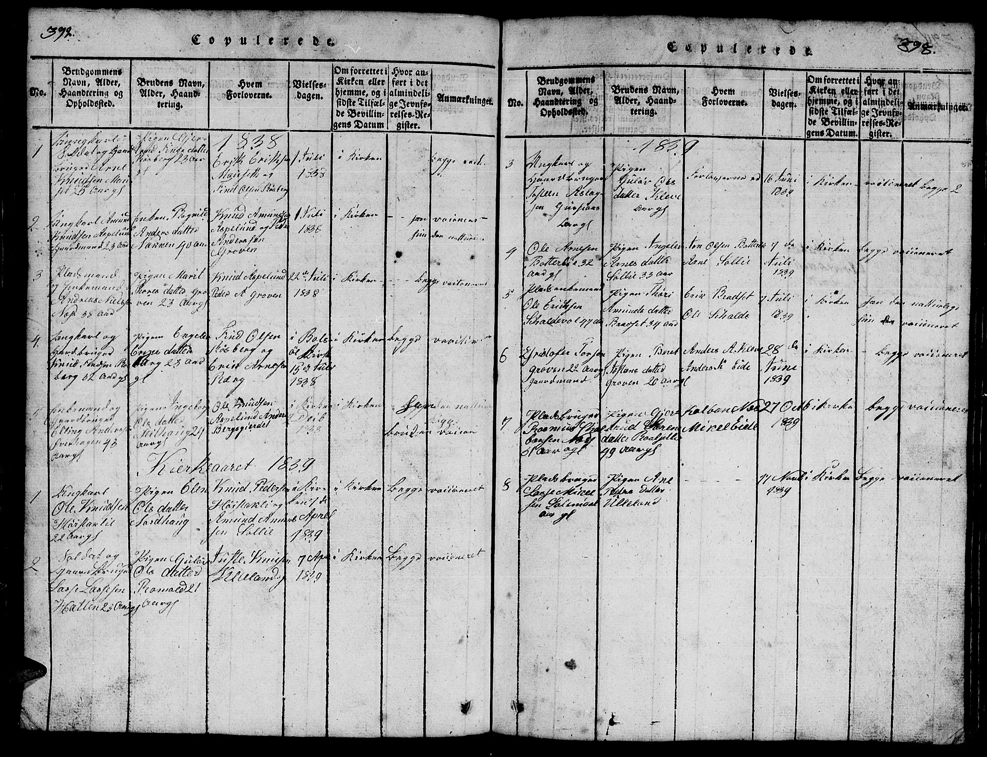 Ministerialprotokoller, klokkerbøker og fødselsregistre - Møre og Romsdal, SAT/A-1454/557/L0683: Parish register (copy) no. 557C01, 1818-1862, p. 392-393