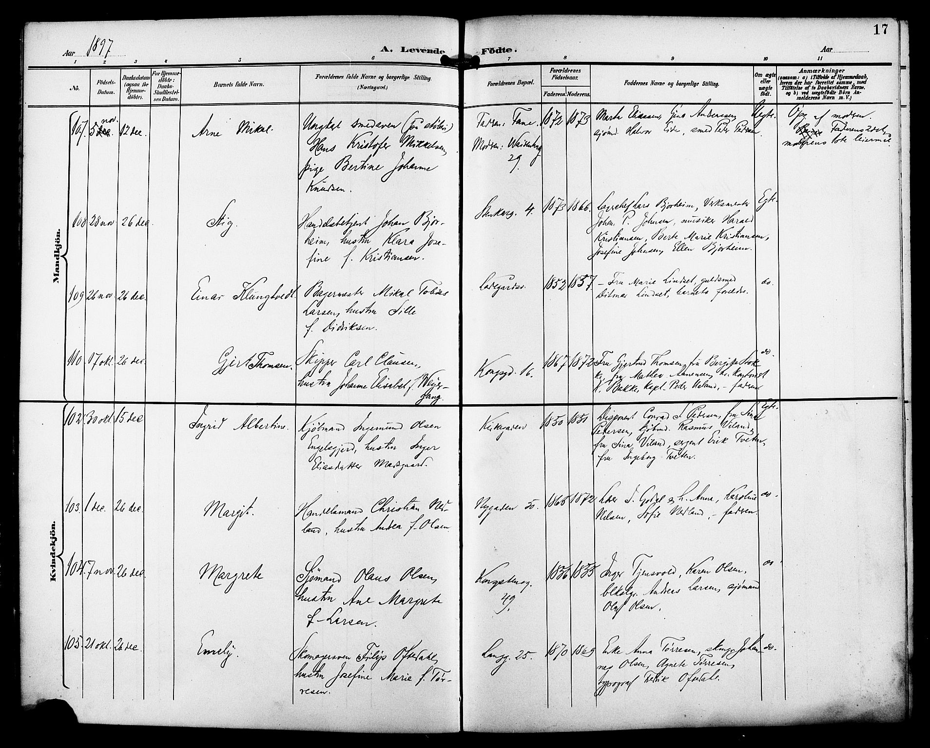 St. Petri sokneprestkontor, AV/SAST-A-101813/001/30/30BB/L0008: Parish register (copy) no. B 8, 1897-1905, p. 17