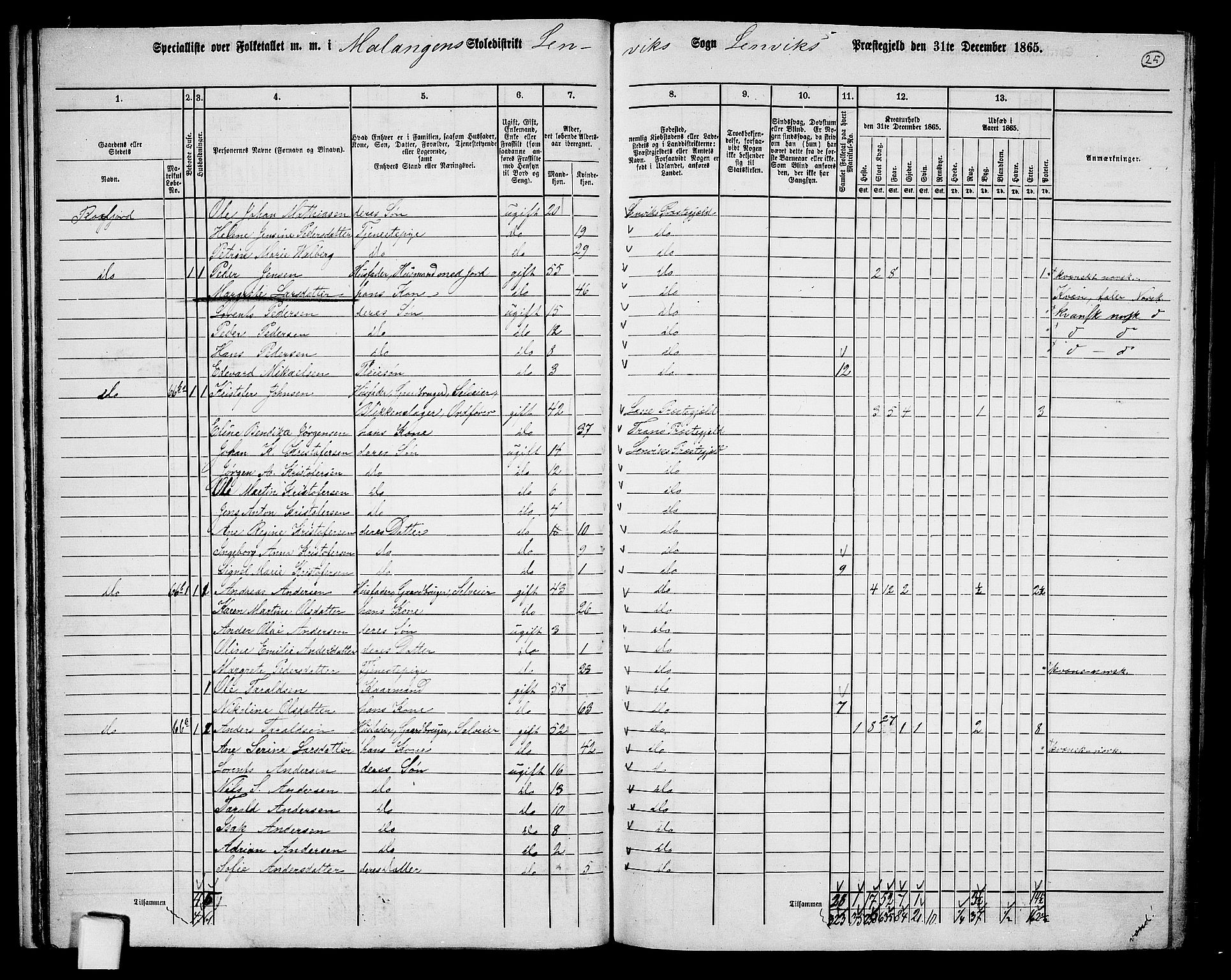 RA, 1865 census for Lenvik, 1865, p. 24