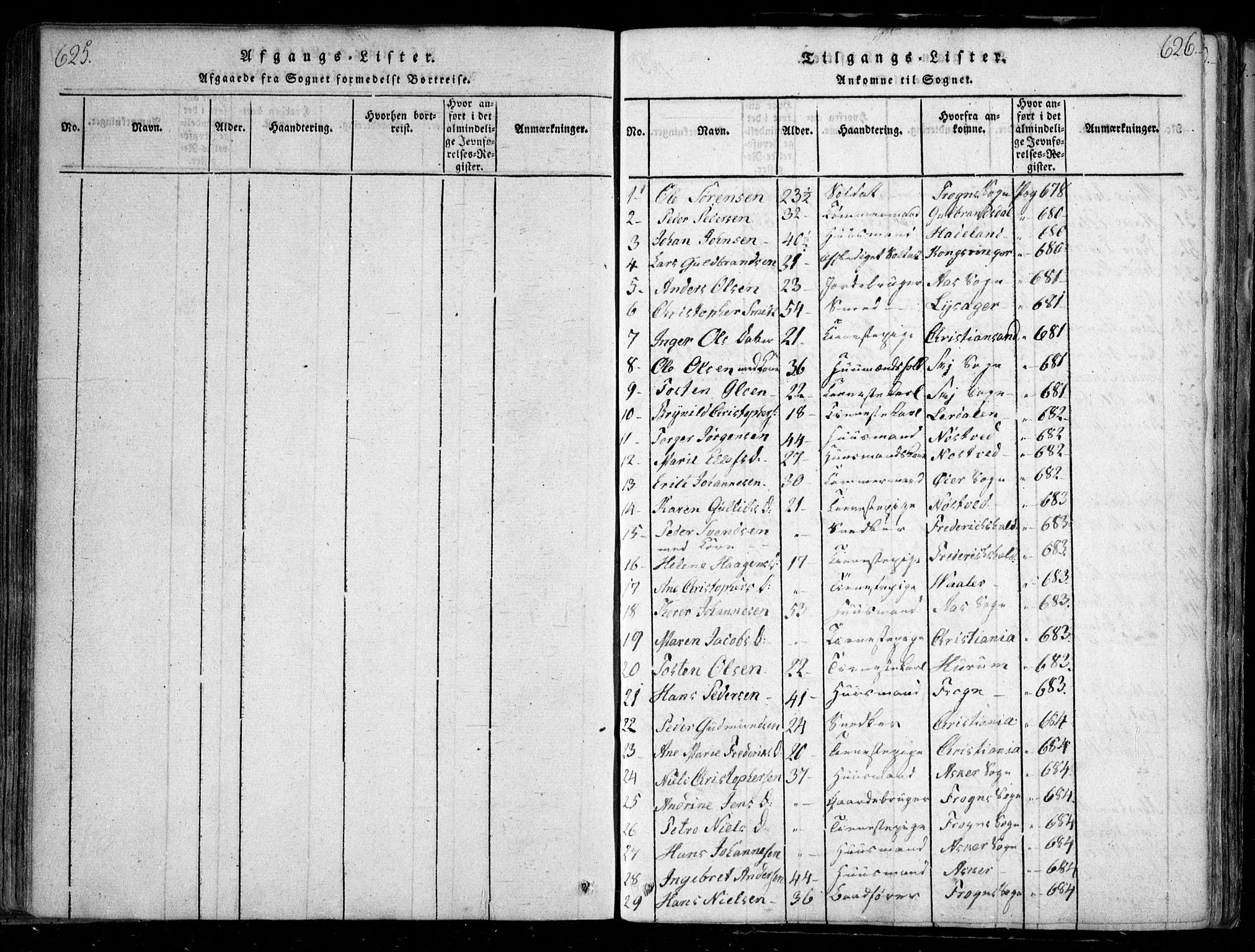 Nesodden prestekontor Kirkebøker, SAO/A-10013/F/Fa/L0006: Parish register (official) no. I 6, 1814-1847, p. 625-626