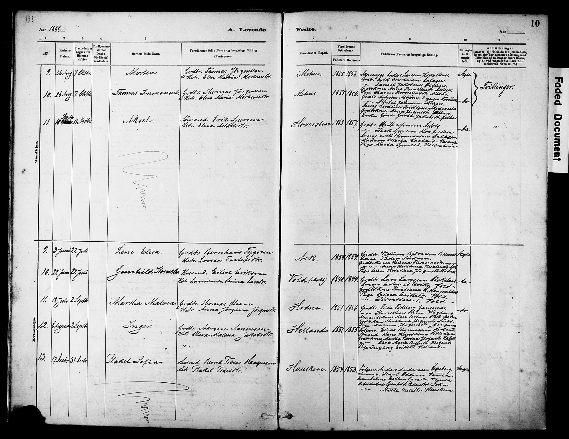 Rennesøy sokneprestkontor, AV/SAST-A -101827/H/Ha/Haa/L0012: Parish register (official) no. A 13, 1885-1917, p. 10