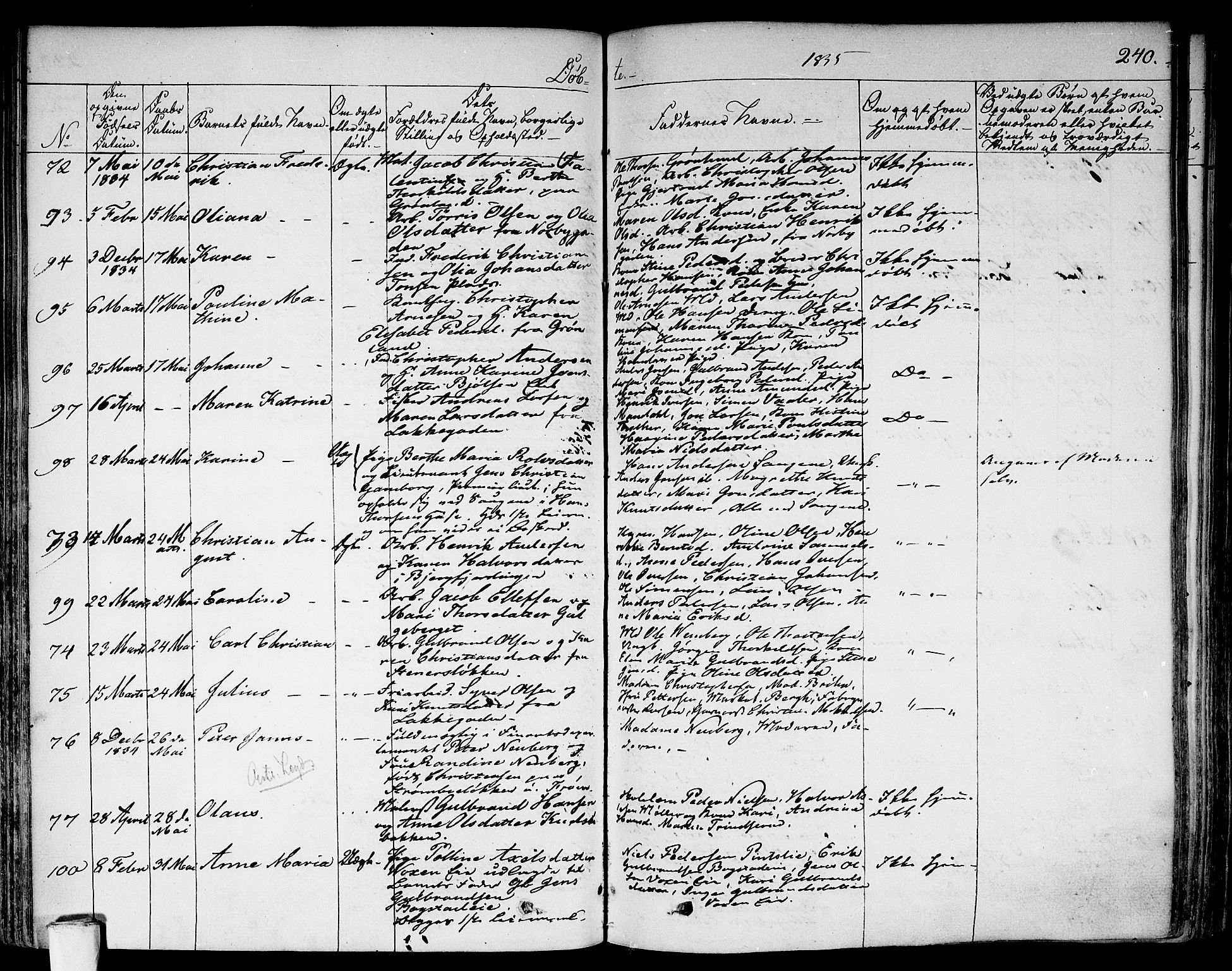 Aker prestekontor kirkebøker, SAO/A-10861/F/L0013: Parish register (official) no. 13, 1828-1837, p. 240