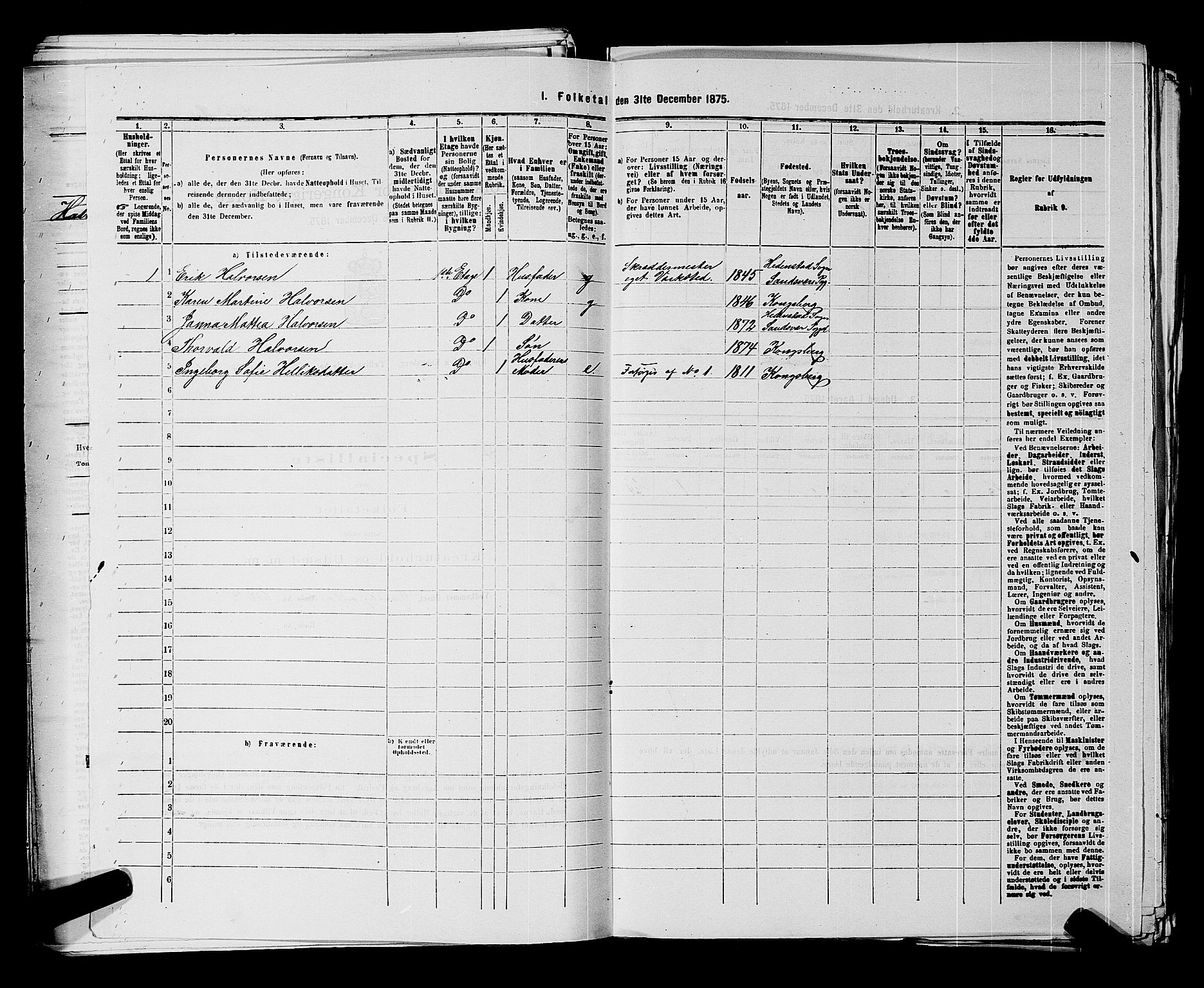 SAKO, 1875 census for 0604B Kongsberg/Kongsberg, 1875, p. 1326