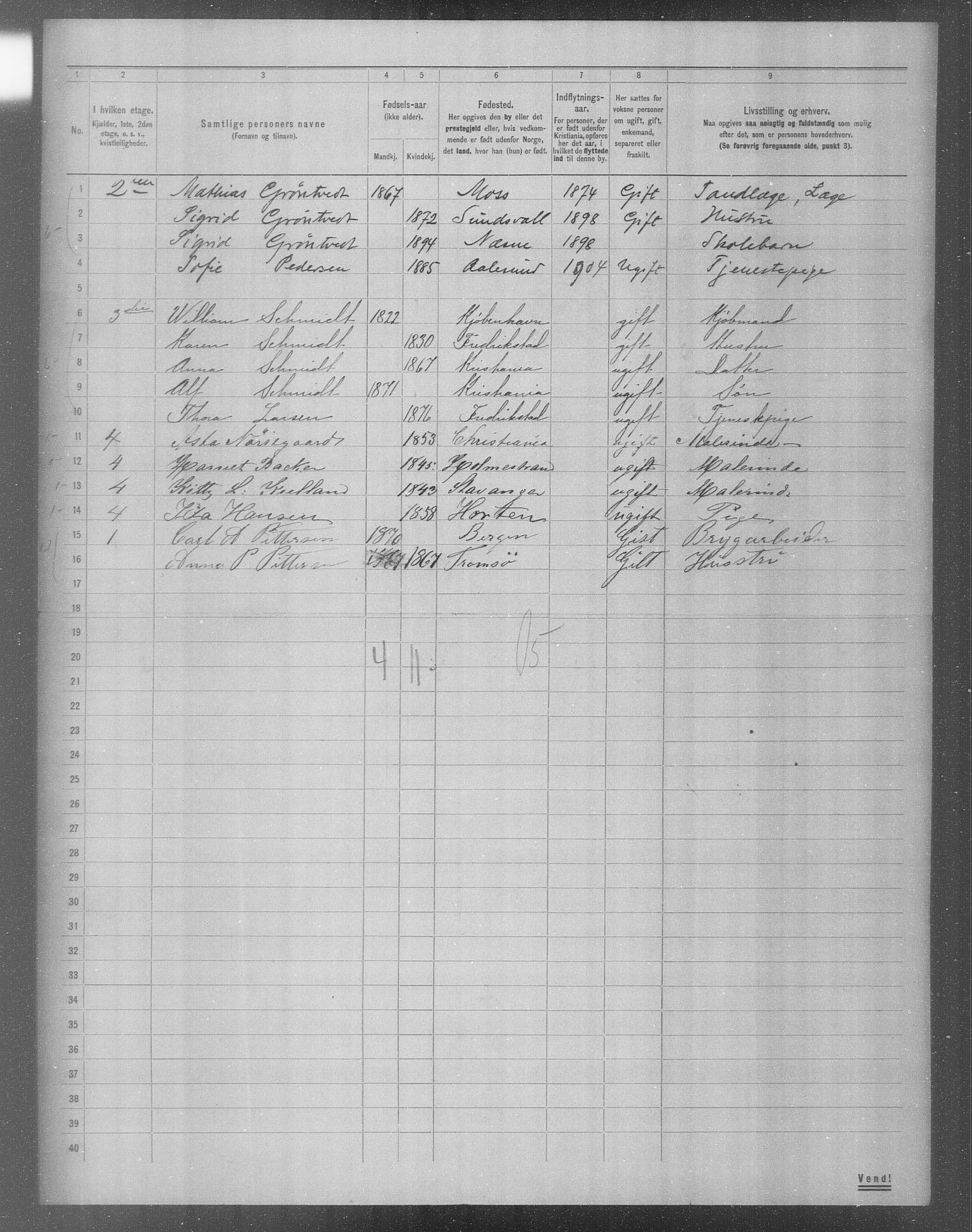 OBA, Municipal Census 1904 for Kristiania, 1904, p. 6977