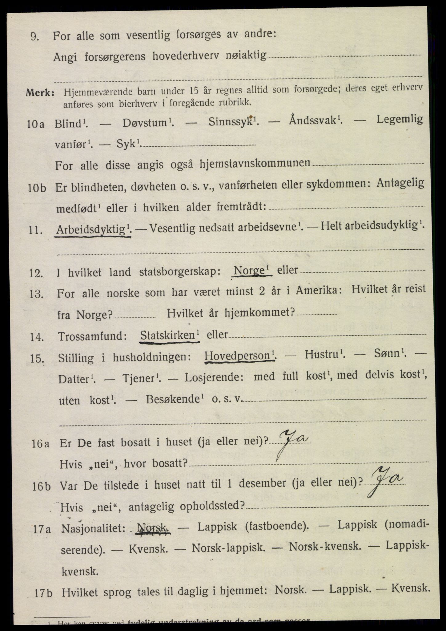 SAT, 1920 census for Vefsn, 1920, p. 5306