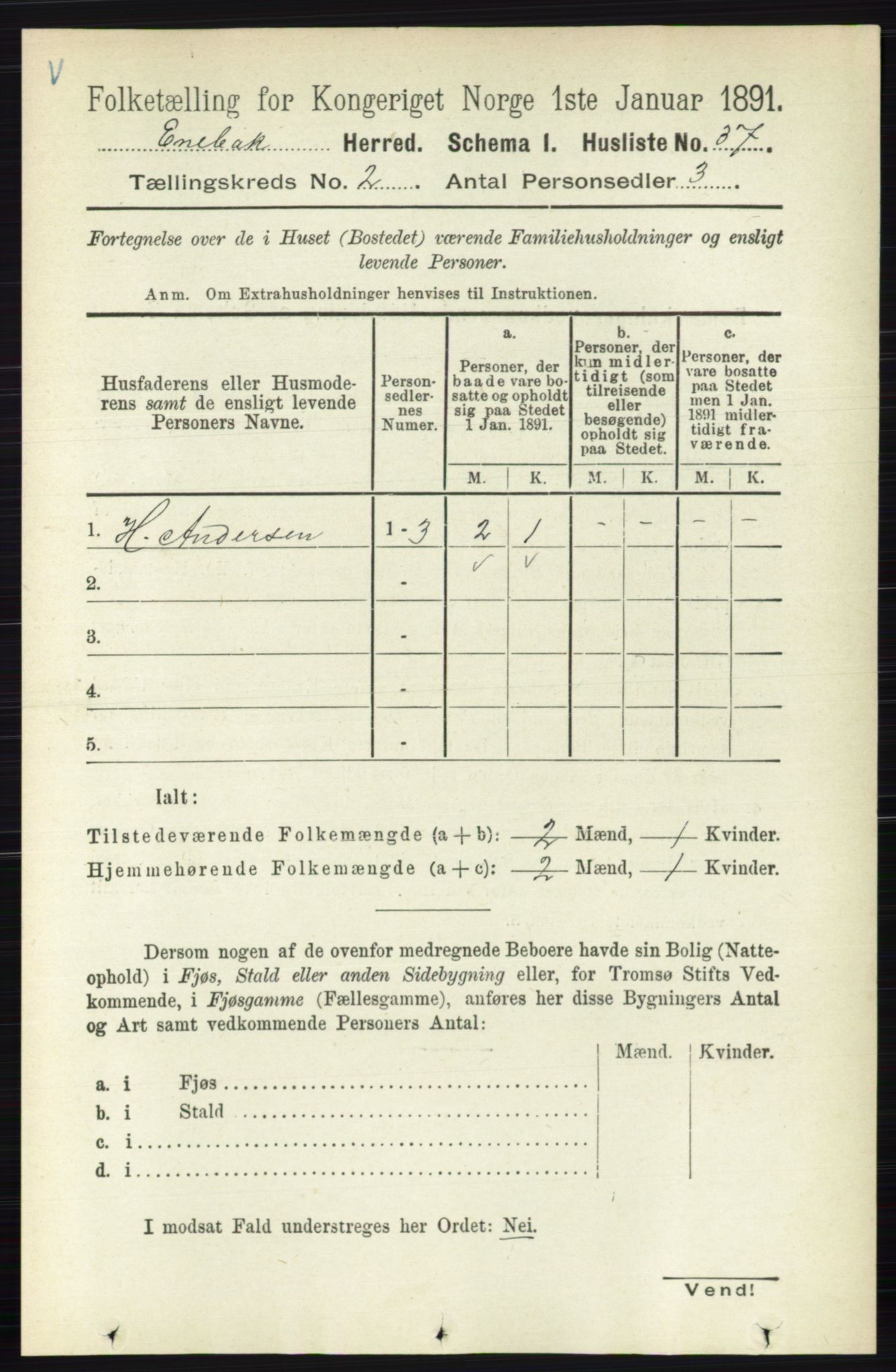 RA, 1891 census for 0229 Enebakk, 1891, p. 742