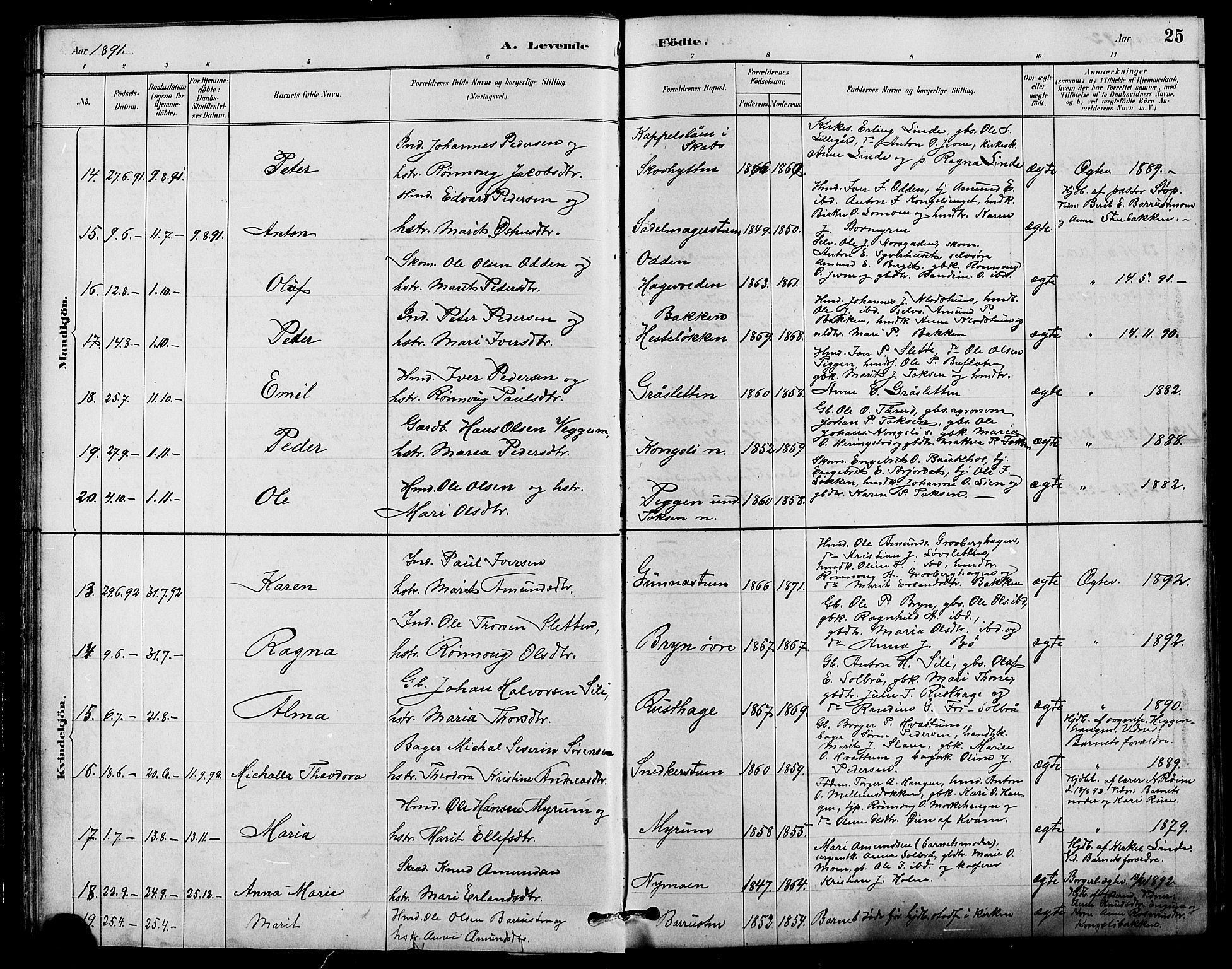Nord-Fron prestekontor, SAH/PREST-080/H/Ha/Hab/L0004: Parish register (copy) no. 4, 1884-1914, p. 25
