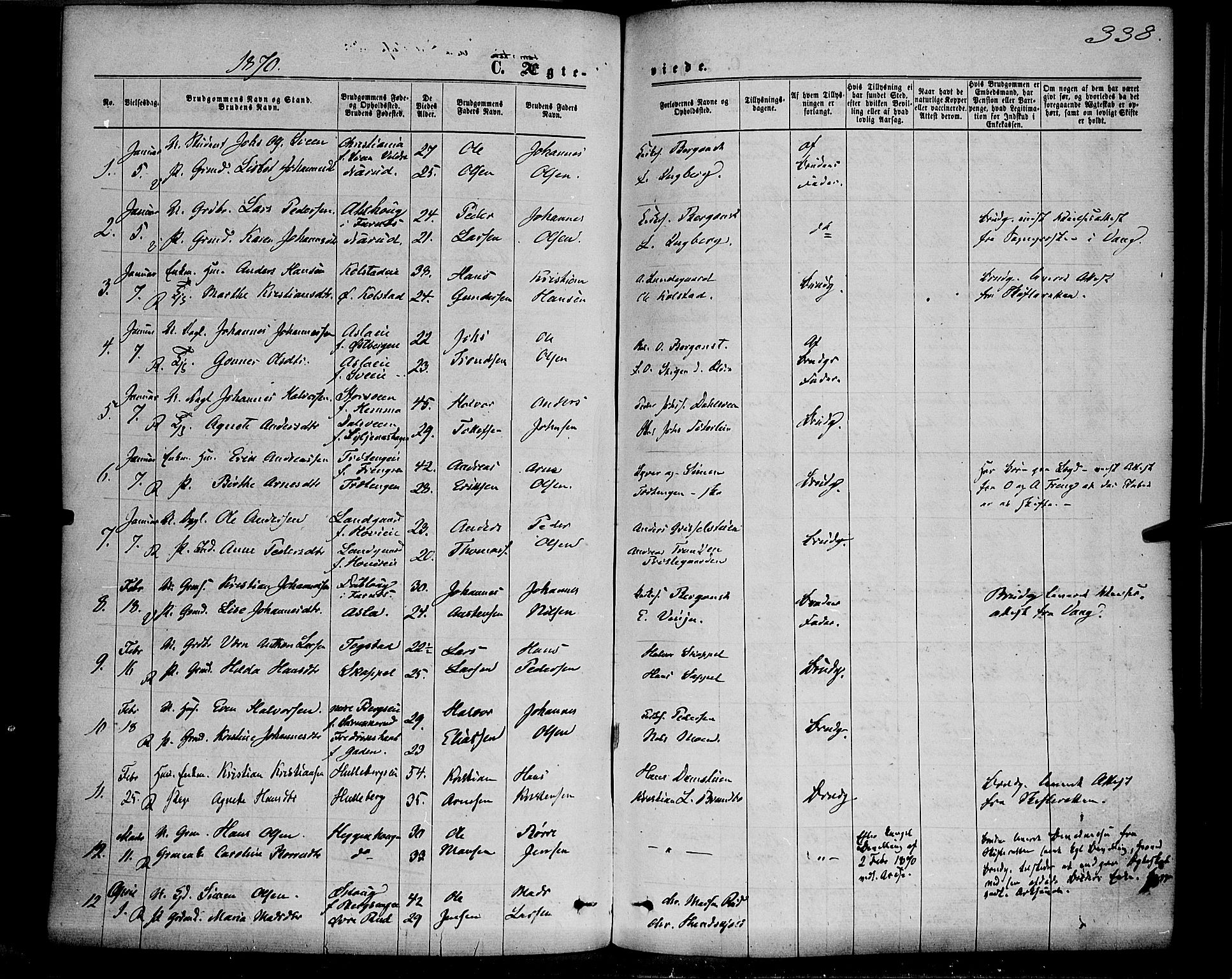 Ringsaker prestekontor, SAH/PREST-014/K/Ka/L0011: Parish register (official) no. 11, 1870-1878, p. 338