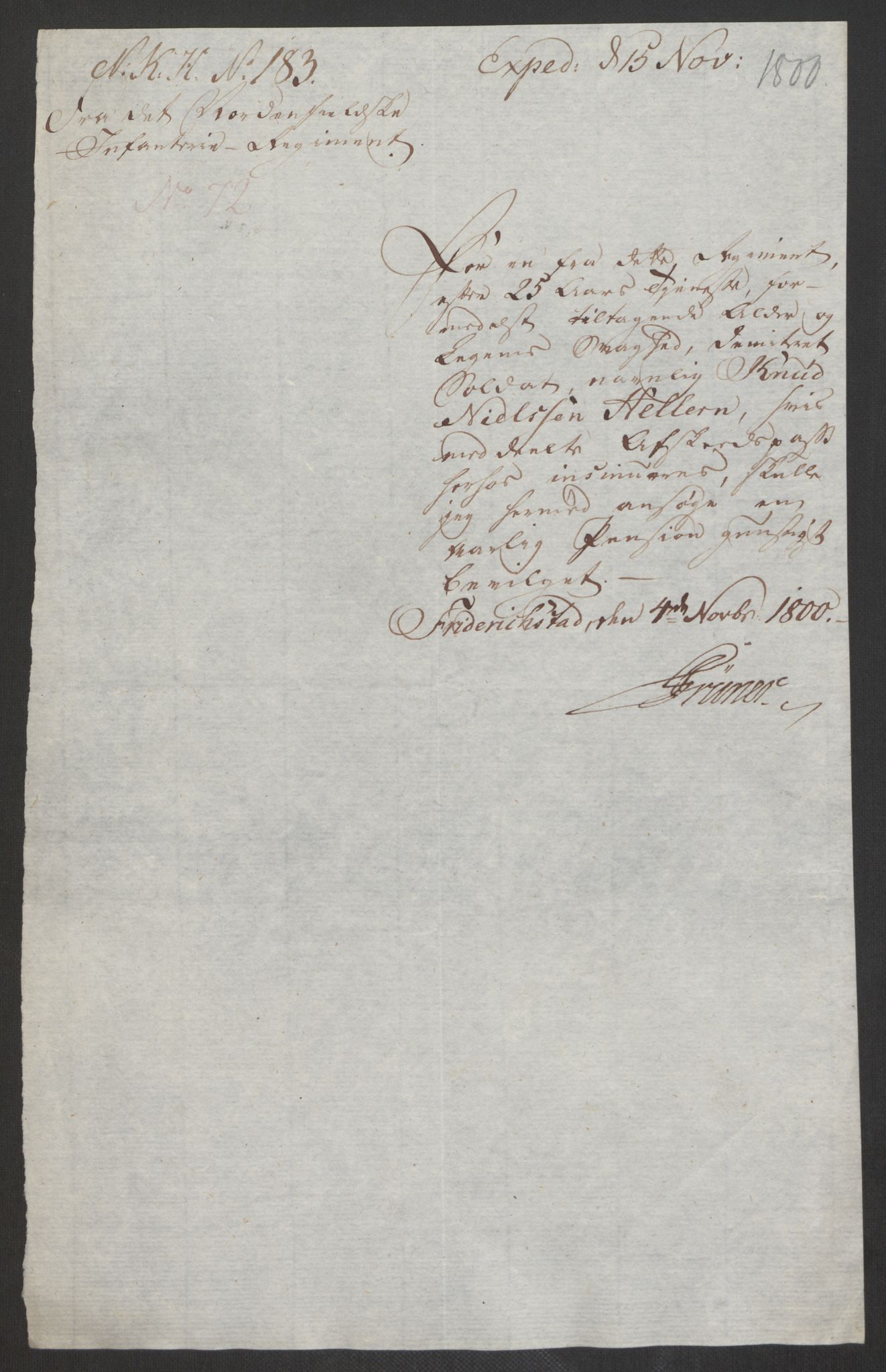 Forsvaret, Den norske kvesthuskasse/krigshospitalkasse, AV/RA-RAFA-1887/F/Fa/L0017: Innkomne brev:, 1782-1807, p. 439