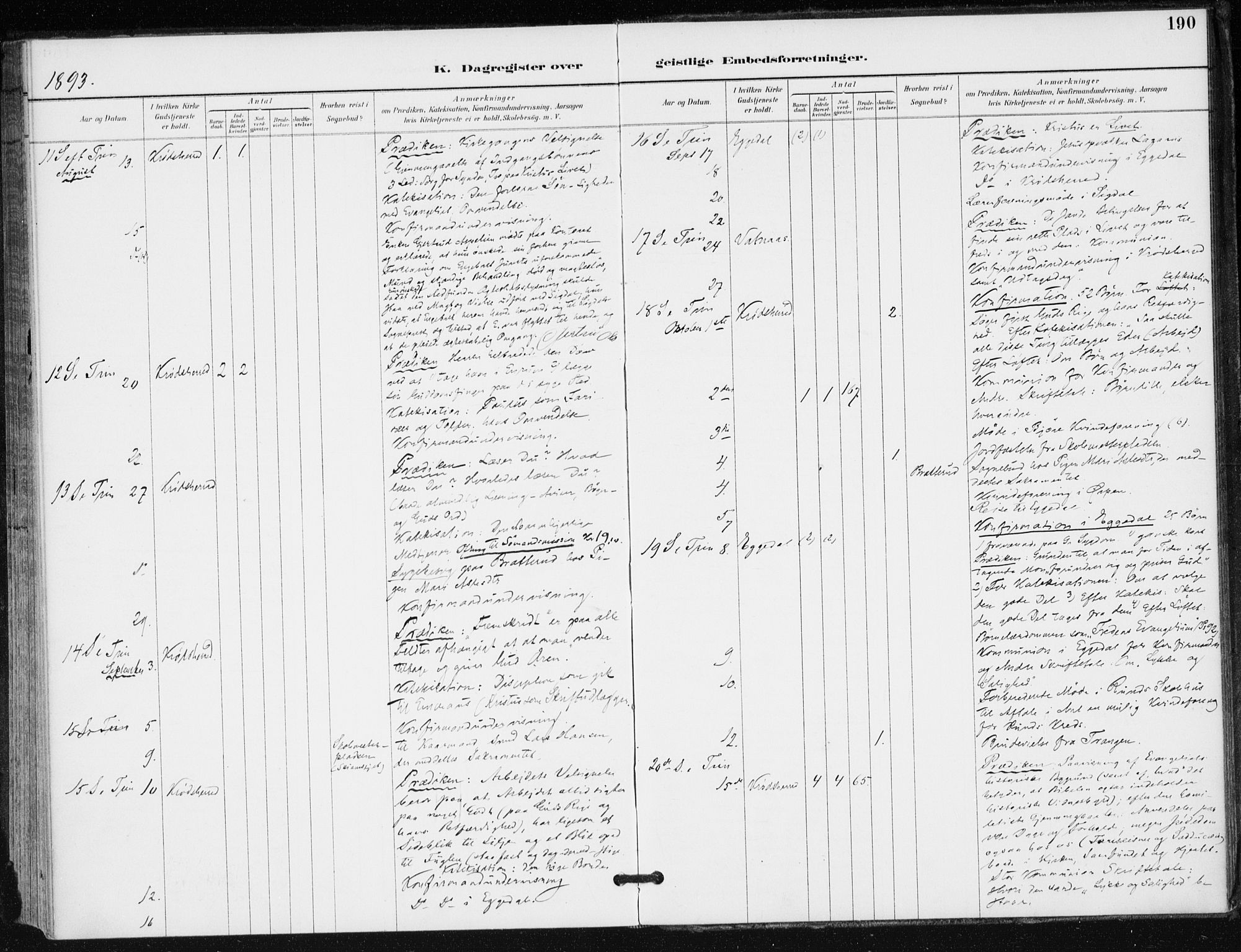 Krødsherad kirkebøker, AV/SAKO-A-19/F/Fa/L0006: Parish register (official) no. 6, 1889-1899, p. 190