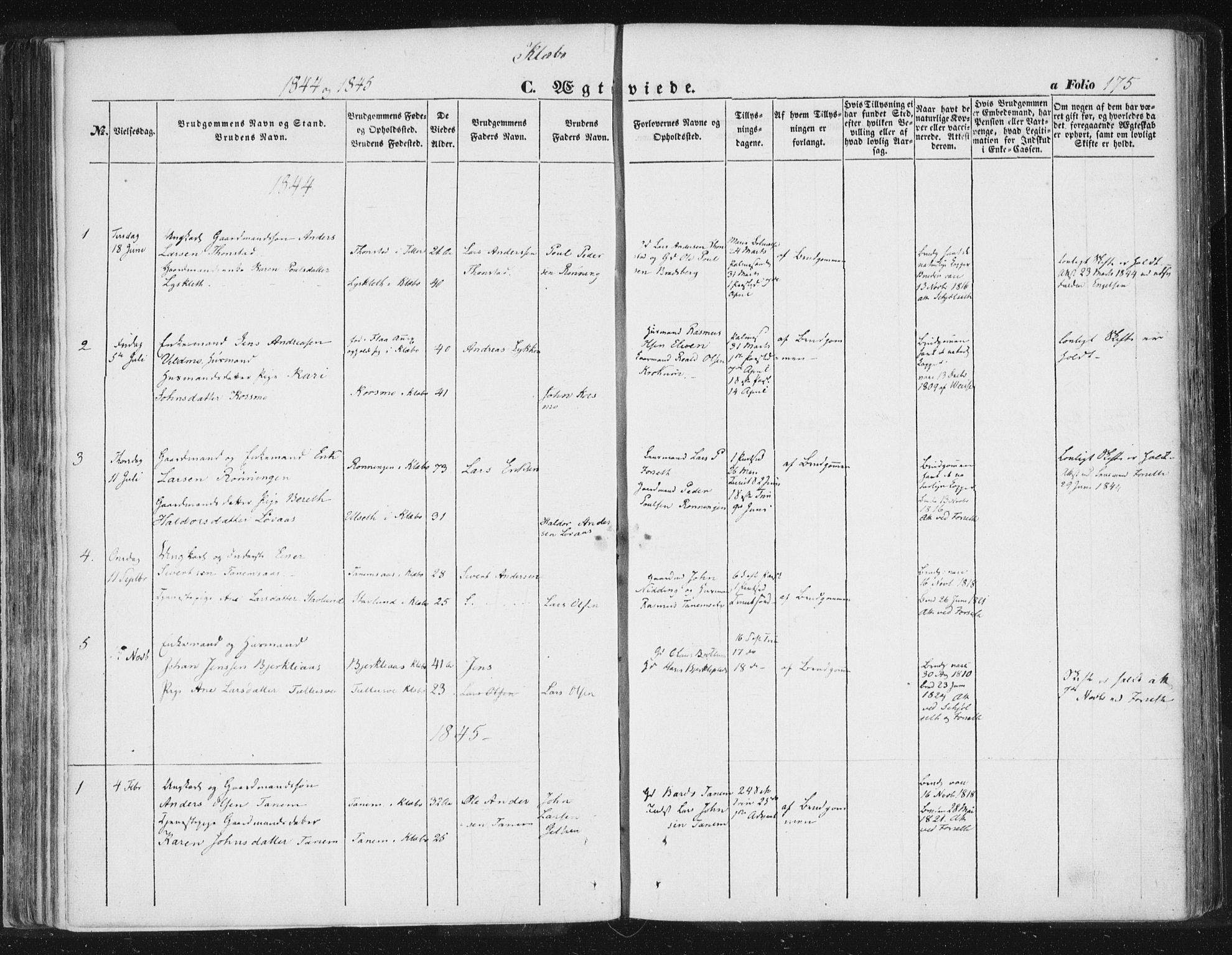 Ministerialprotokoller, klokkerbøker og fødselsregistre - Sør-Trøndelag, SAT/A-1456/618/L0441: Parish register (official) no. 618A05, 1843-1862, p. 175