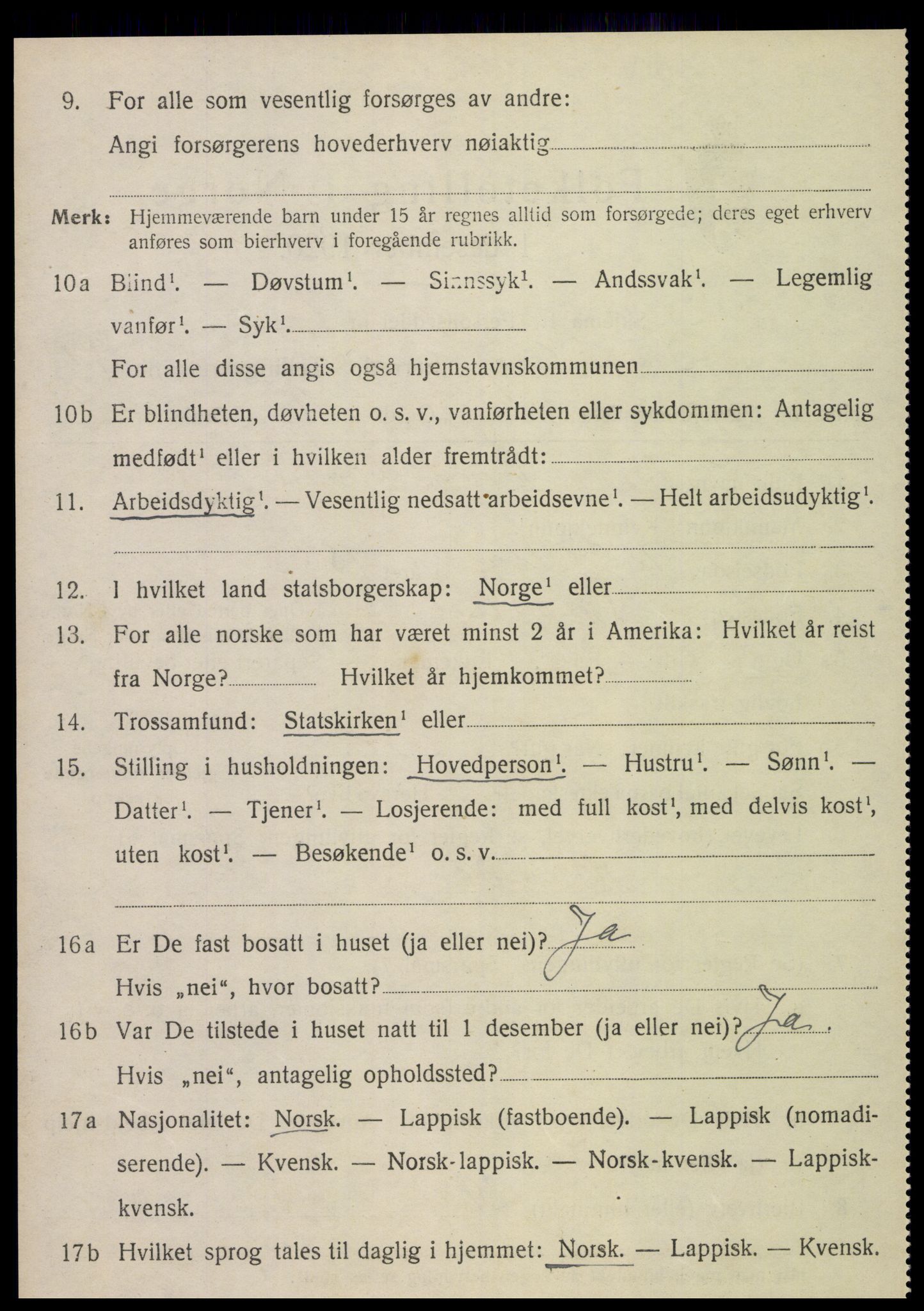 SAT, 1920 census for Sparbu, 1920, p. 4952