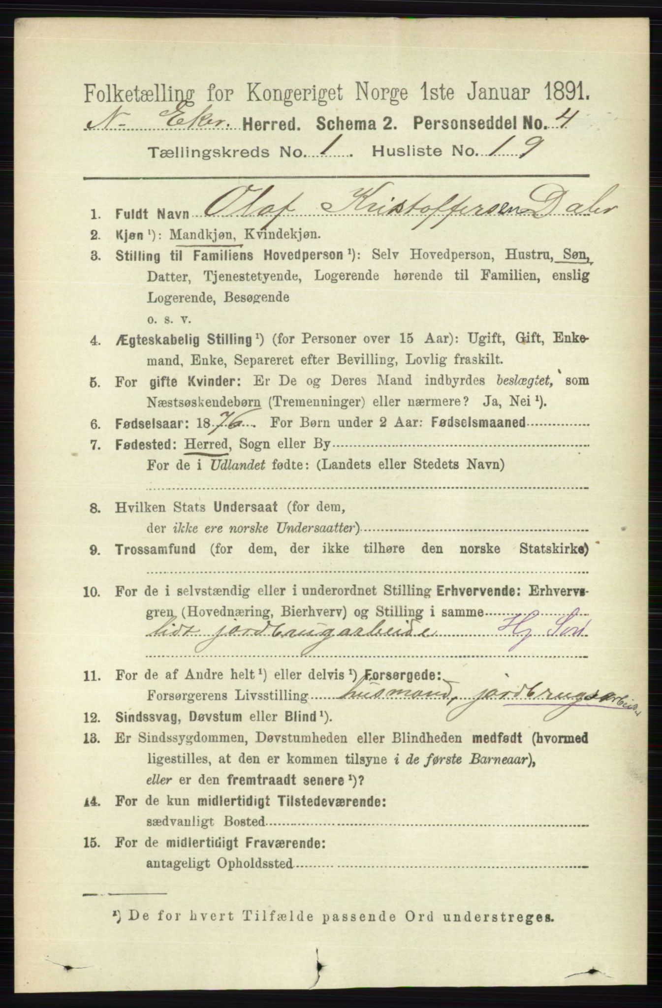 RA, 1891 census for 0625 Nedre Eiker, 1891, p. 178