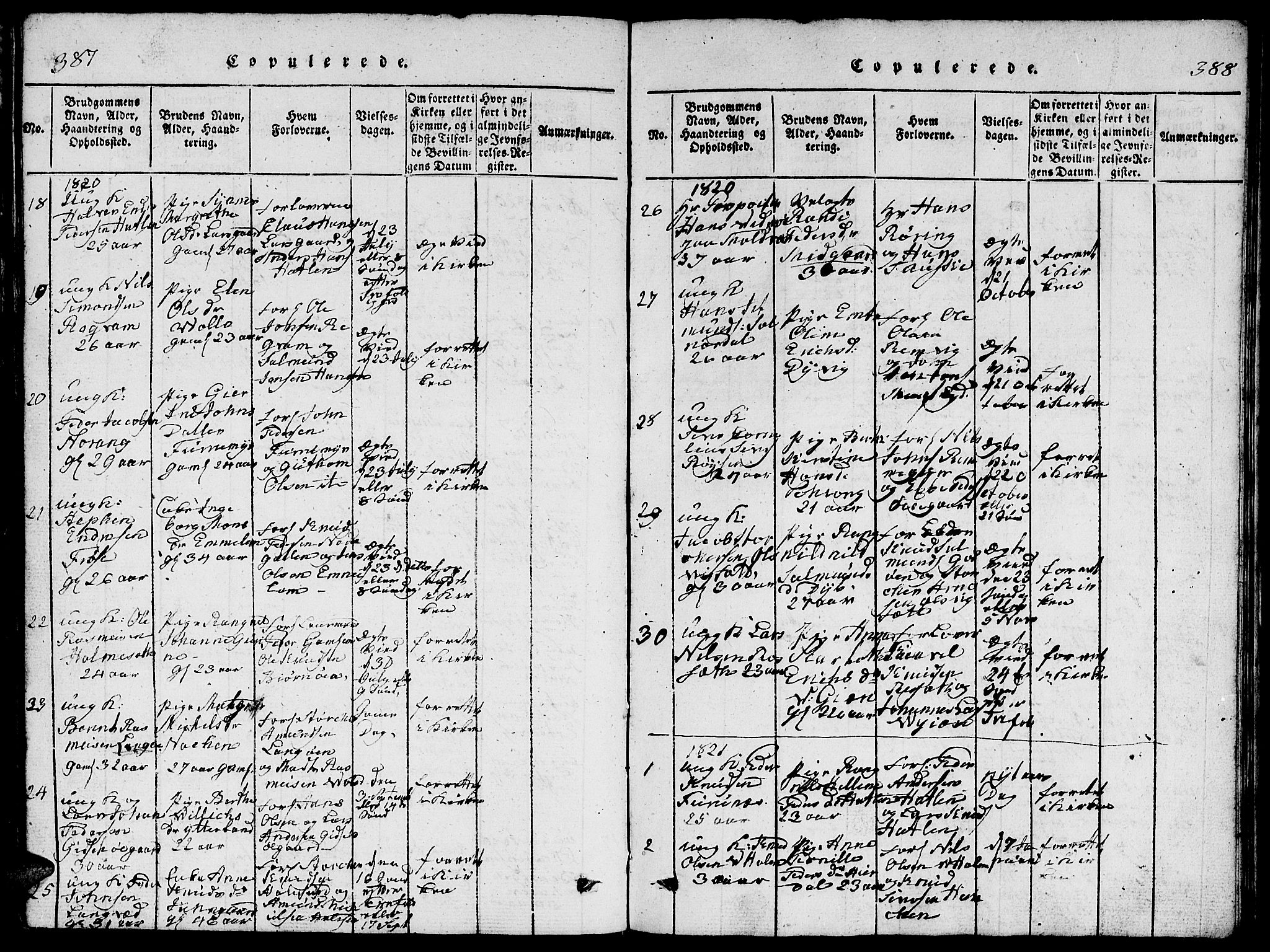 Ministerialprotokoller, klokkerbøker og fødselsregistre - Møre og Romsdal, AV/SAT-A-1454/528/L0423: Parish register (copy) no. 528C04, 1816-1827, p. 387-388