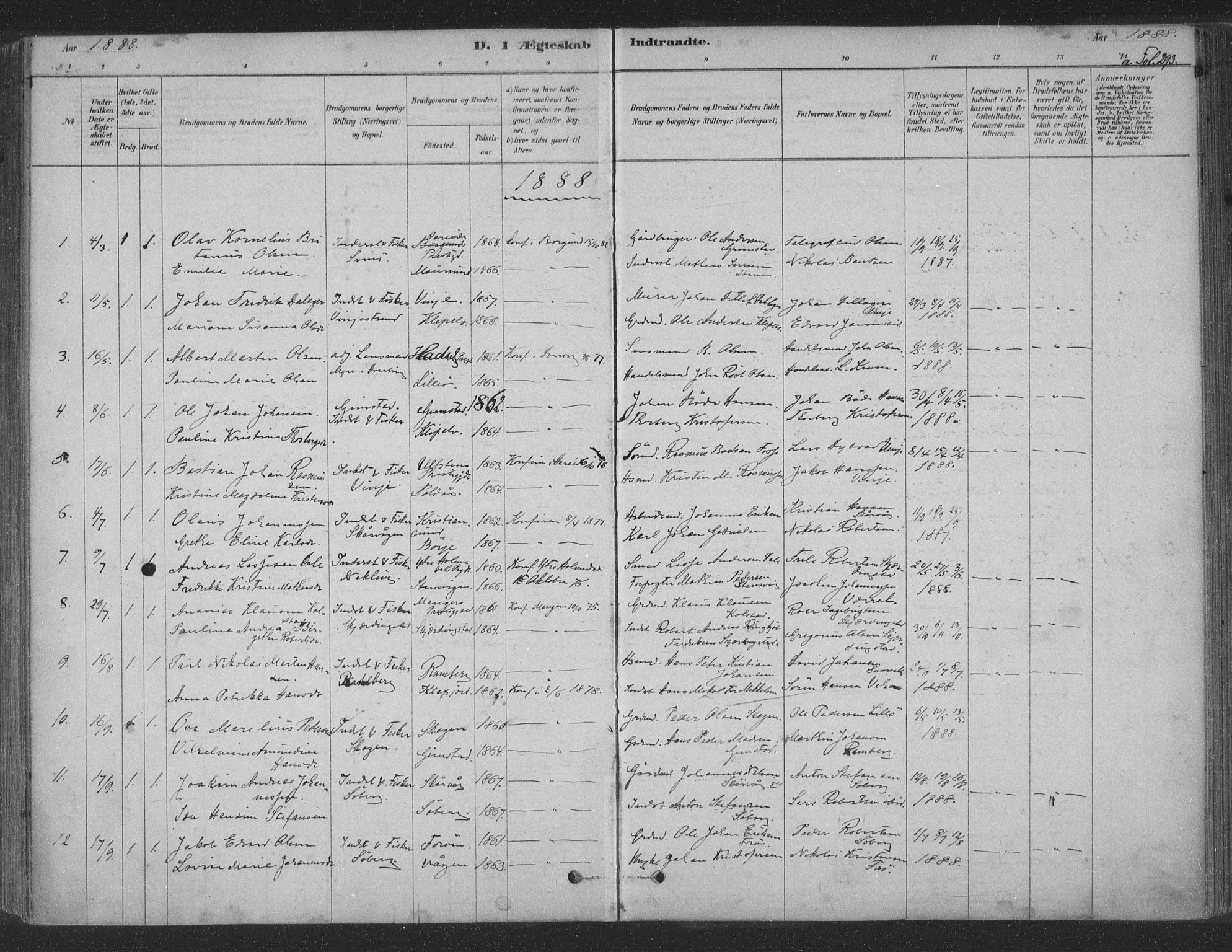 Ministerialprotokoller, klokkerbøker og fødselsregistre - Nordland, AV/SAT-A-1459/891/L1302: Parish register (official) no. 891A07, 1878-1895, p. 293