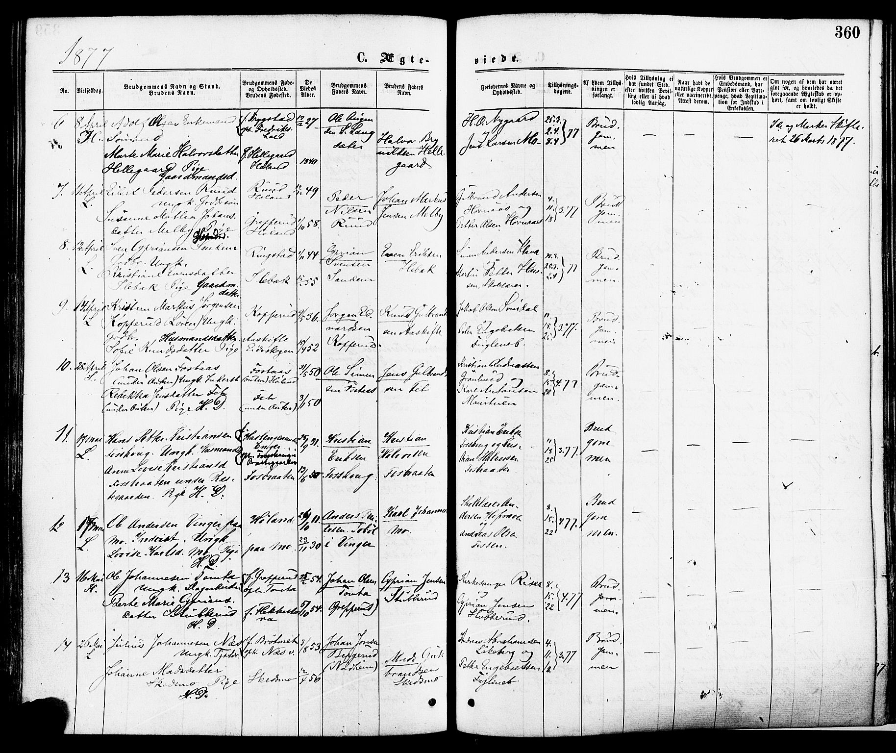 Høland prestekontor Kirkebøker, SAO/A-10346a/F/Fa/L0012.a: Parish register (official) no. I 12A, 1869-1879, p. 360