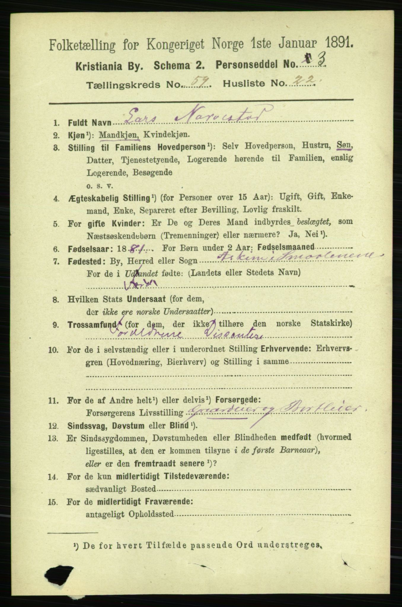 RA, 1891 census for 0301 Kristiania, 1891, p. 31699