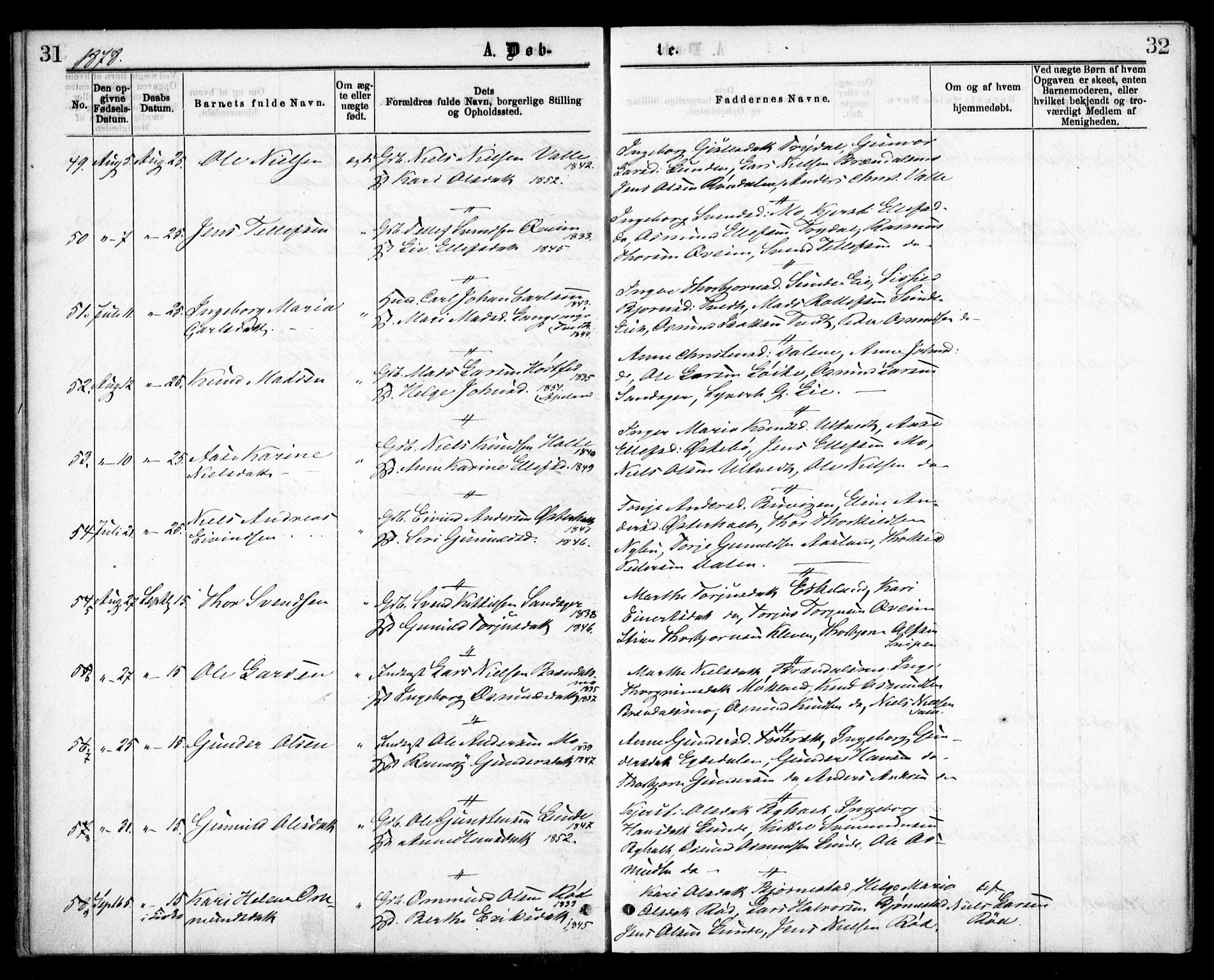 Gjerstad sokneprestkontor, AV/SAK-1111-0014/F/Fa/Faa/L0008: Parish register (official) no. A 8, 1876-1884, p. 31-32