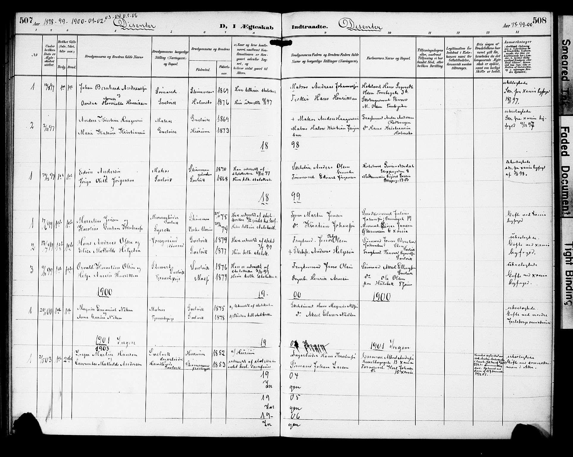 Strømm kirkebøker, AV/SAKO-A-322/G/Gb/L0002: Parish register (copy) no. II 2, 1897-1928, p. 507-508