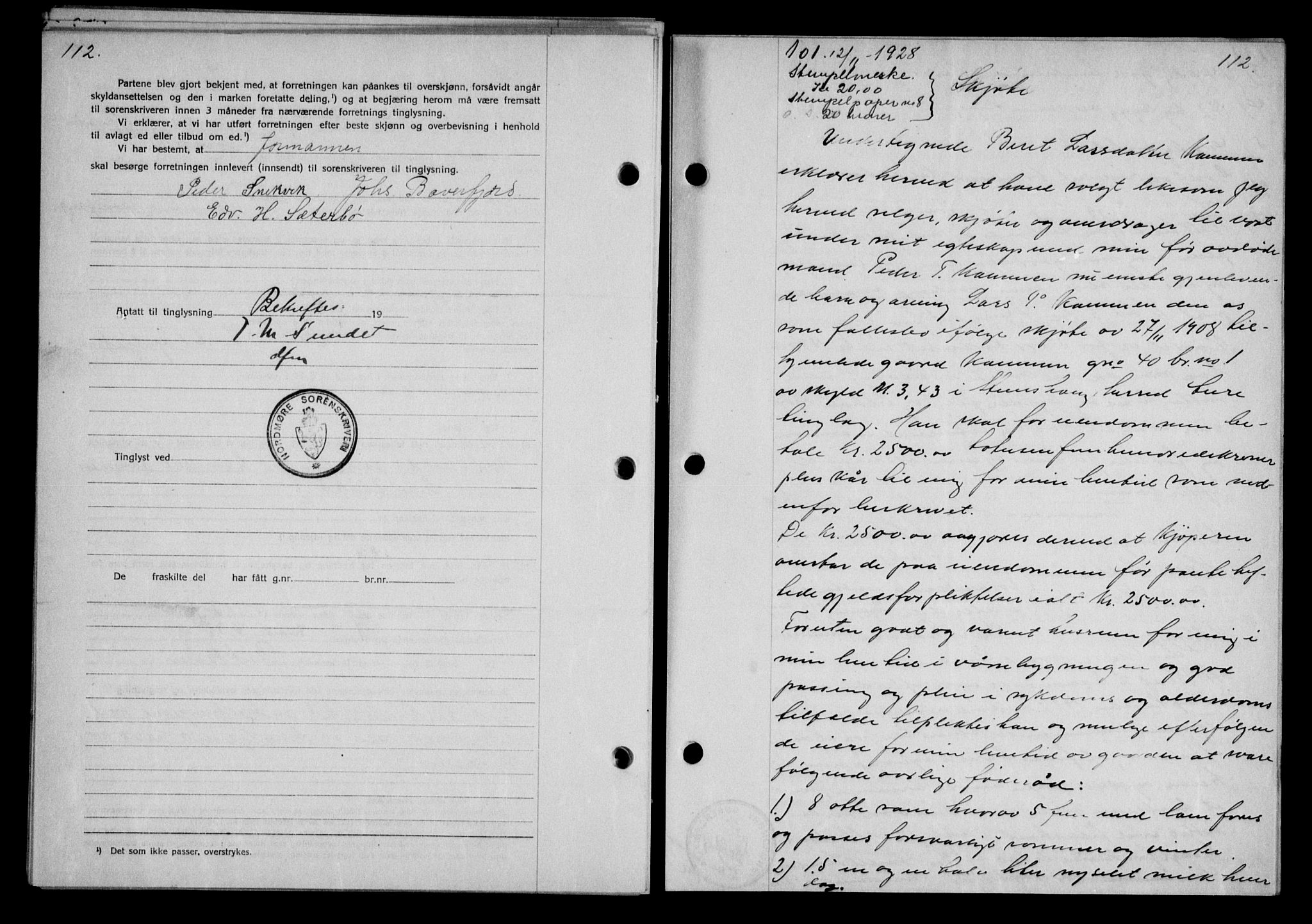 Nordmøre sorenskriveri, AV/SAT-A-4132/1/2/2Ca/L0065: Mortgage book no. 55, 1928-1929, Deed date: 12.11.1928