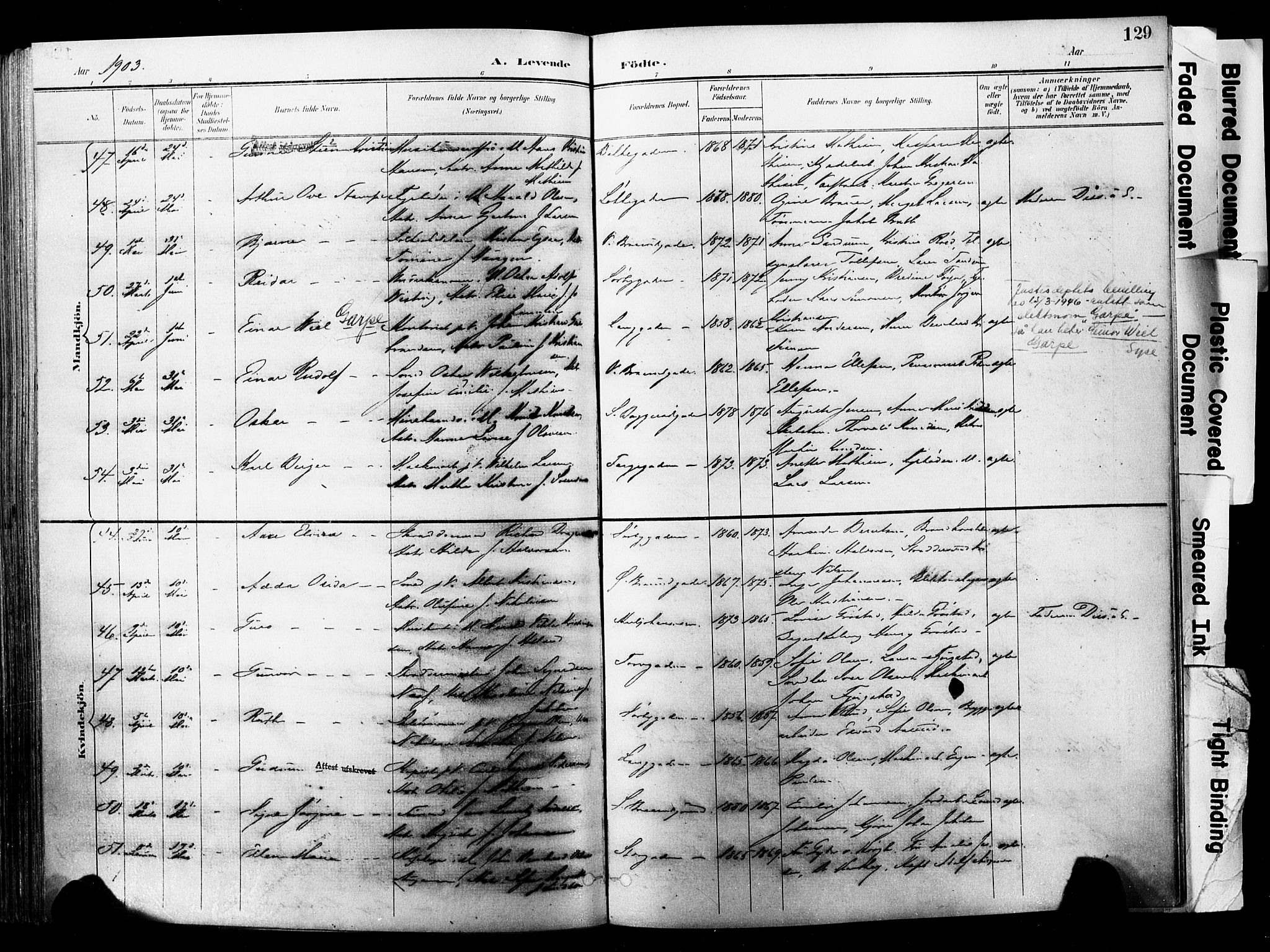 Horten kirkebøker, AV/SAKO-A-348/F/Fa/L0005: Parish register (official) no. 5, 1896-1904, p. 129