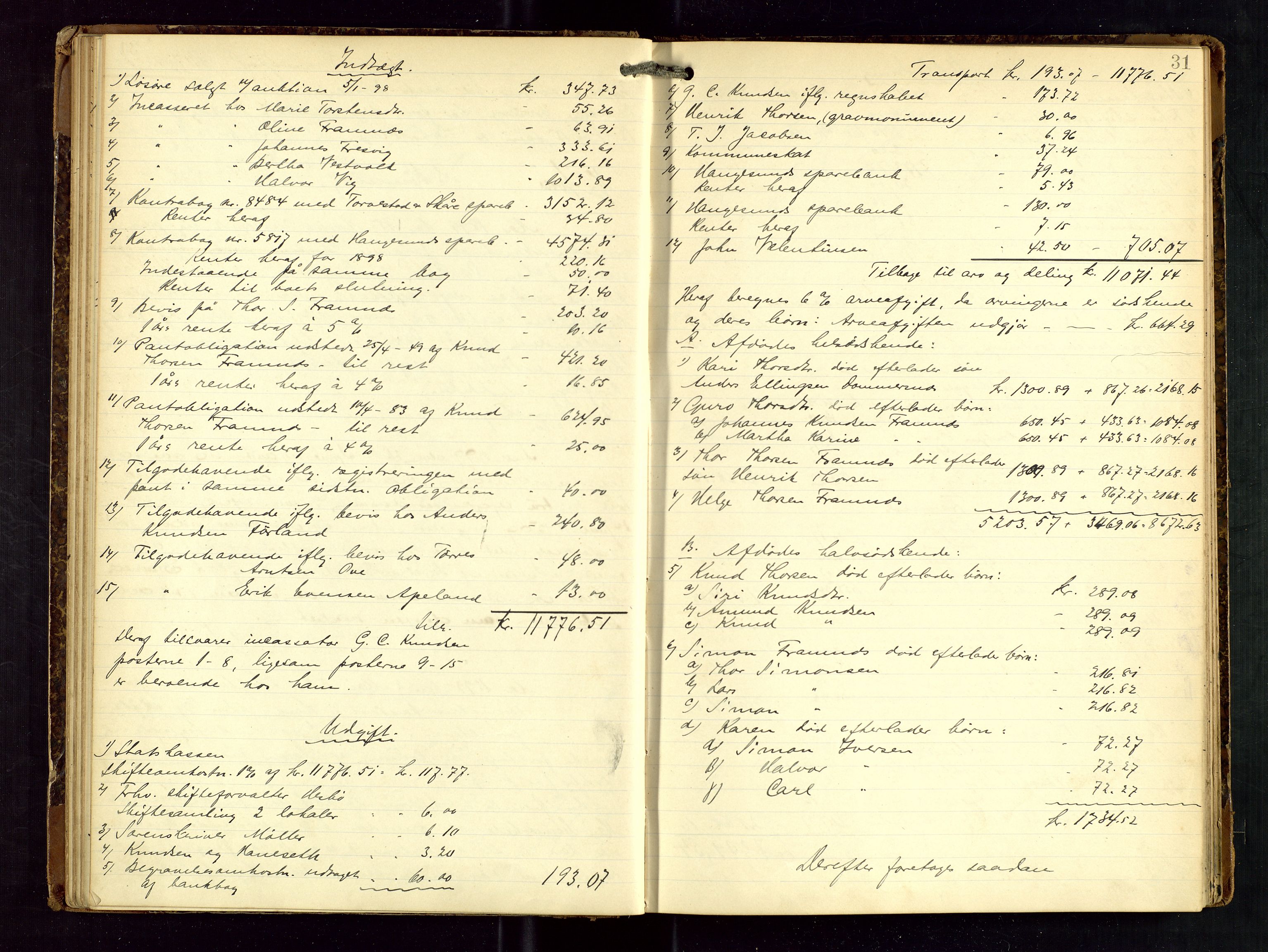 Haugesund tingrett, AV/SAST-A-101415/01/IV/IVD/L0001: Skifteutlodningsprotokoll, med register, 1897-1904, p. 30b-31a