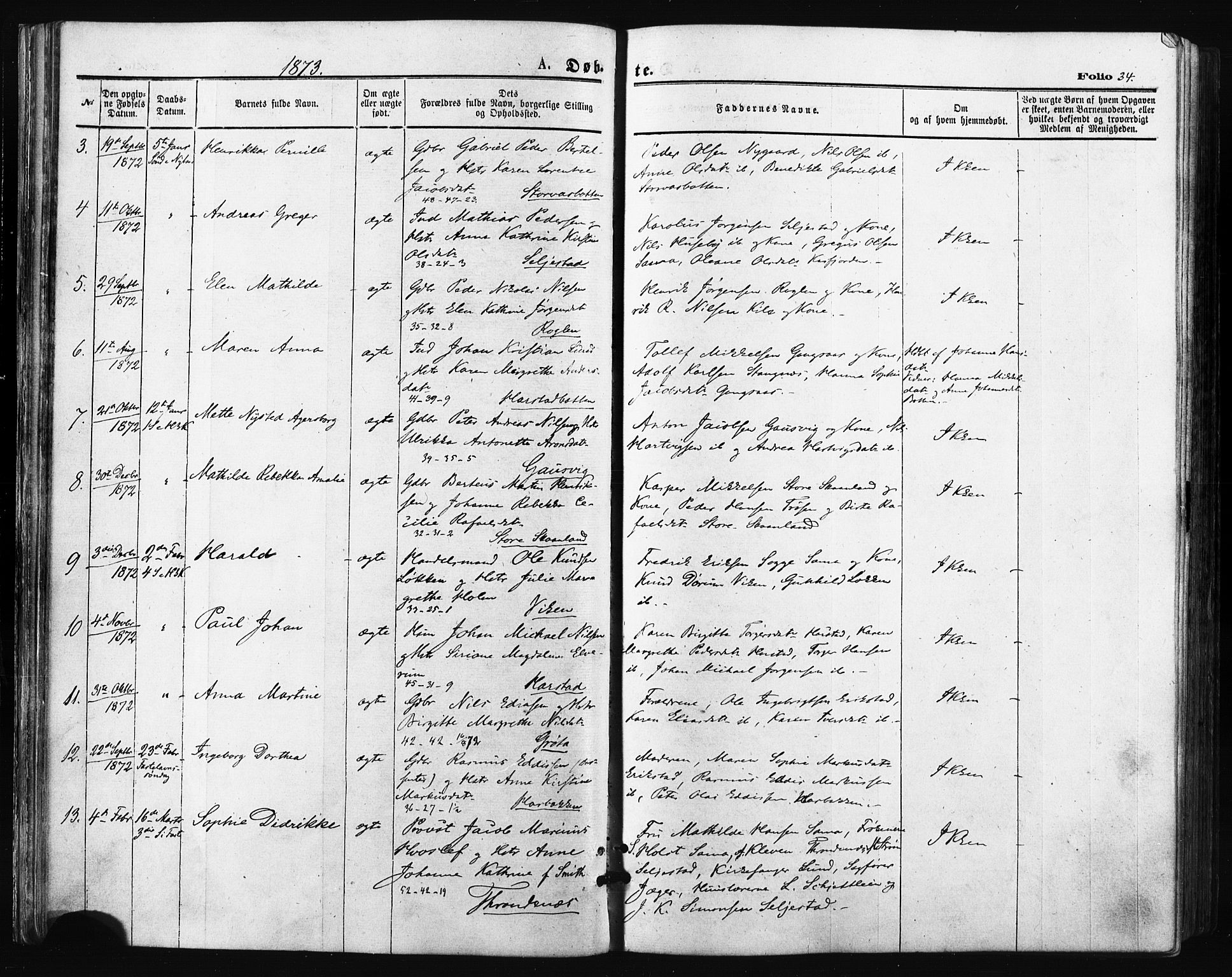 Trondenes sokneprestkontor, SATØ/S-1319/H/Ha/L0013kirke: Parish register (official) no. 13, 1870-1878, p. 34