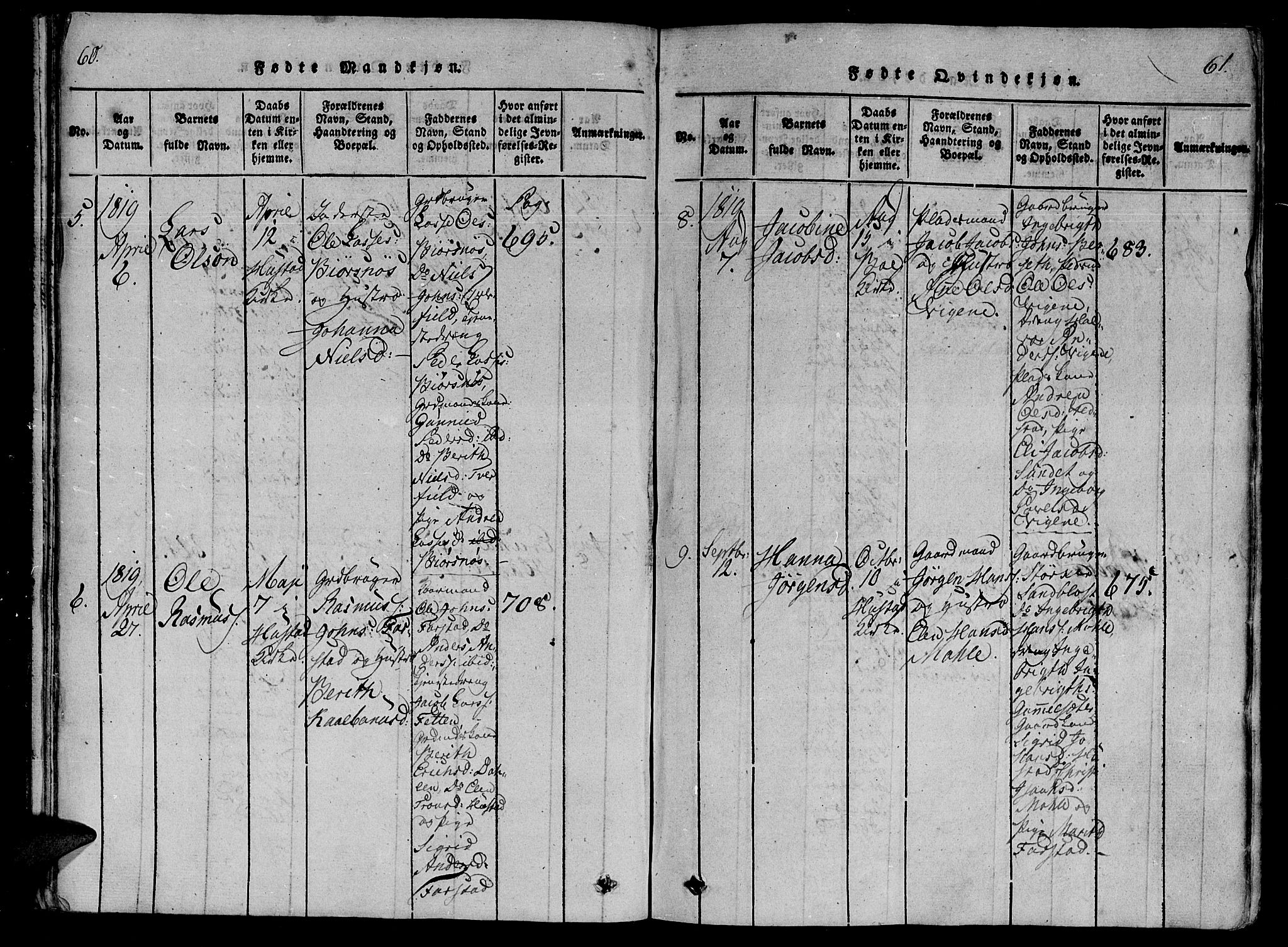 Ministerialprotokoller, klokkerbøker og fødselsregistre - Møre og Romsdal, AV/SAT-A-1454/566/L0764: Parish register (official) no. 566A03 /2, 1817-1829, p. 60-61