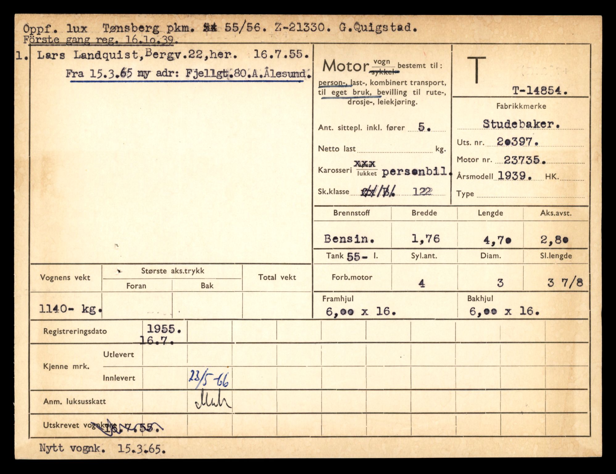 Møre og Romsdal vegkontor - Ålesund trafikkstasjon, AV/SAT-A-4099/F/Fe/L0048: Registreringskort for kjøretøy T 14721 - T 14863, 1927-1998, p. 3065