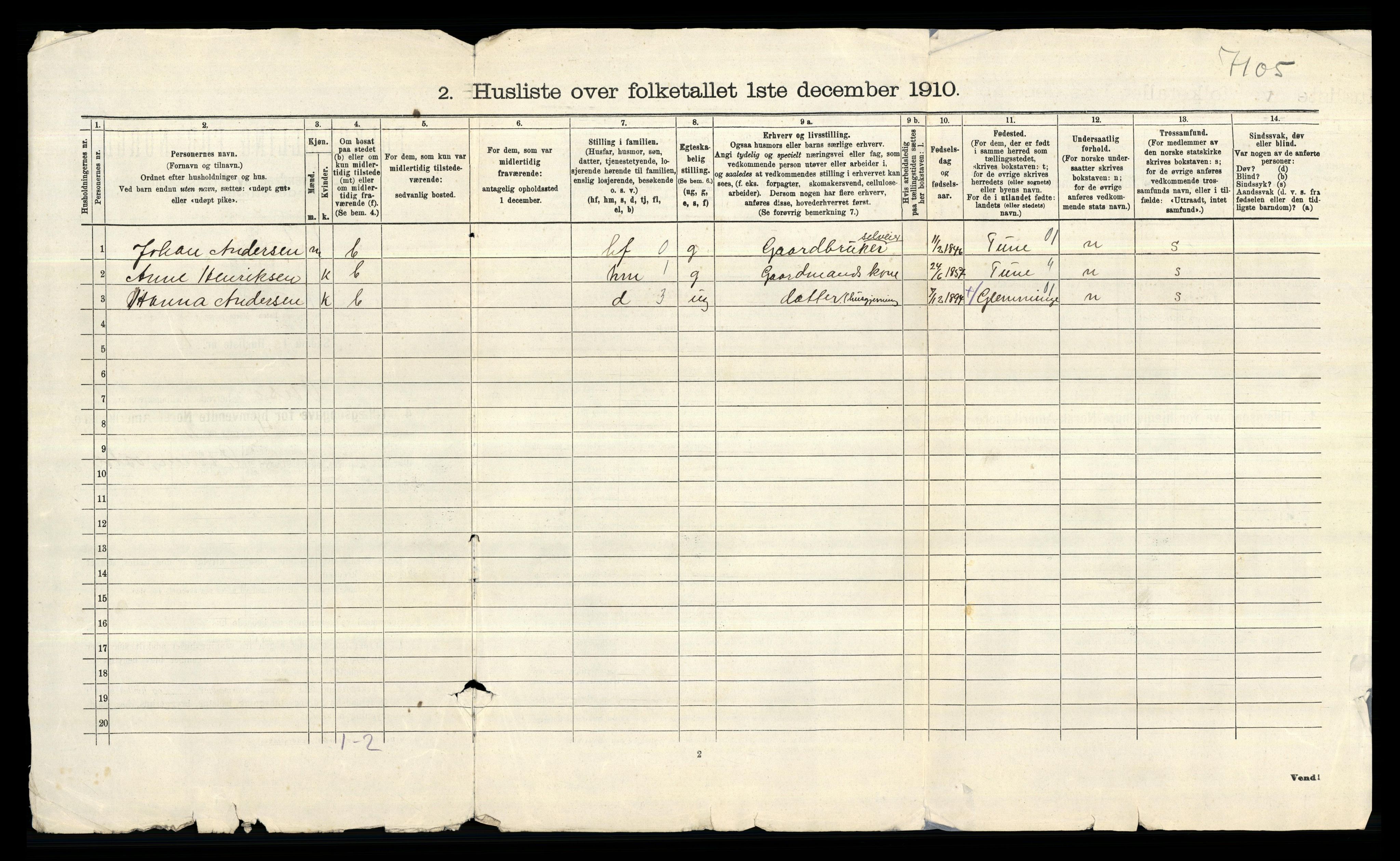 RA, 1910 census for Onsøy, 1910, p. 62