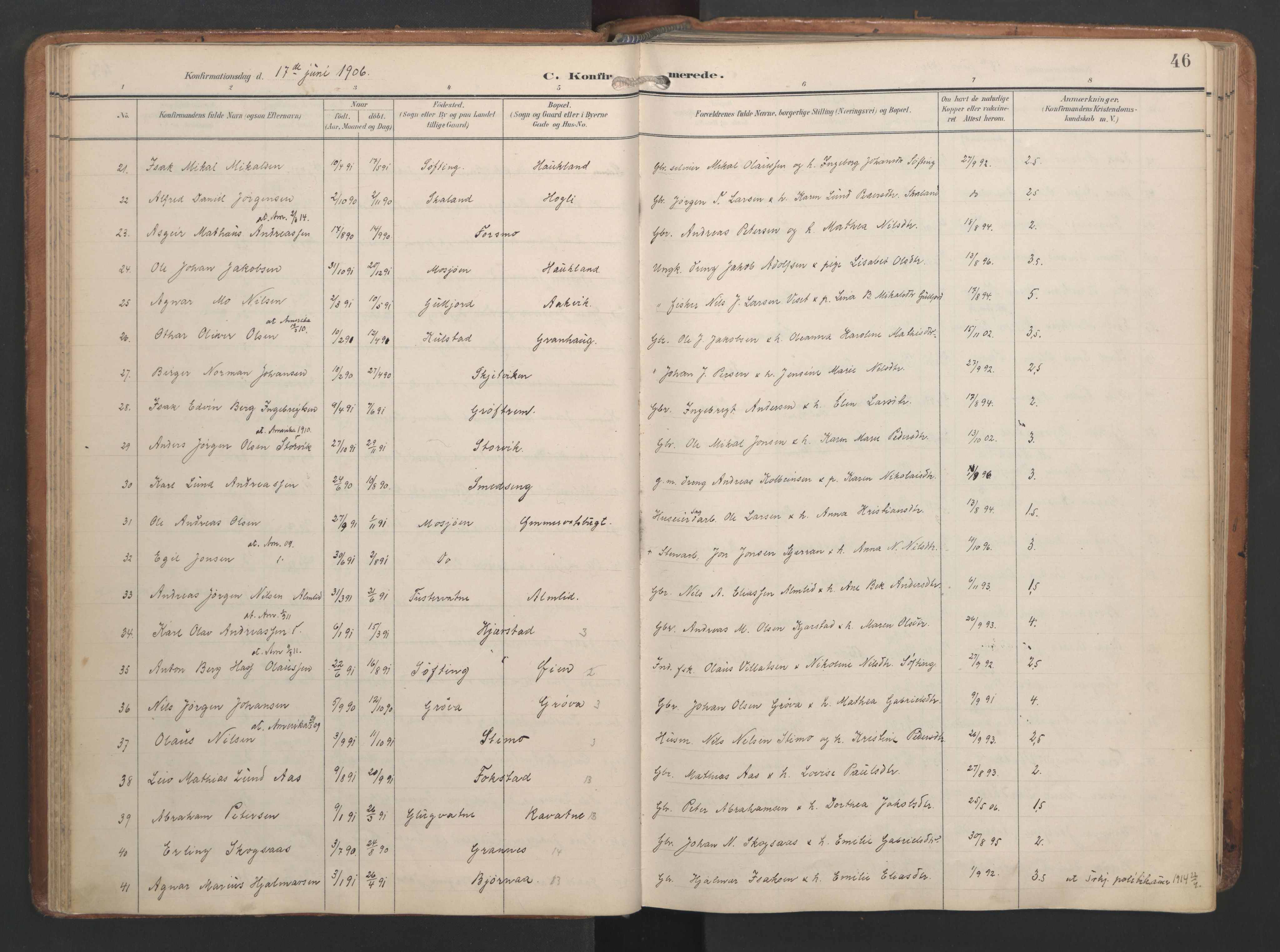 Ministerialprotokoller, klokkerbøker og fødselsregistre - Nordland, AV/SAT-A-1459/820/L0298: Parish register (official) no. 820A19, 1897-1915, p. 46